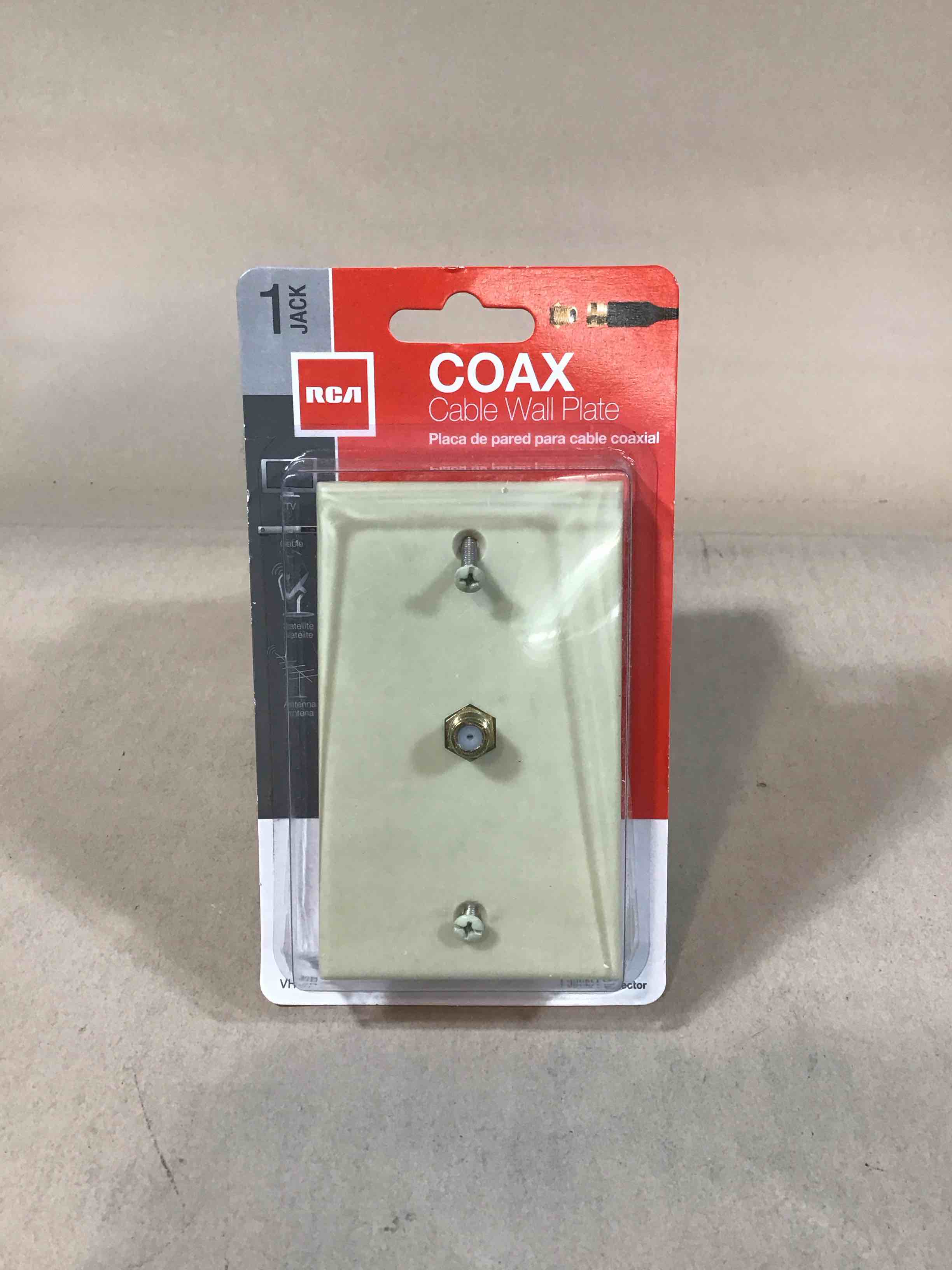 Condition photo showing New/Like New for audiovox vh62n almond coaxial wall plate, gold plated