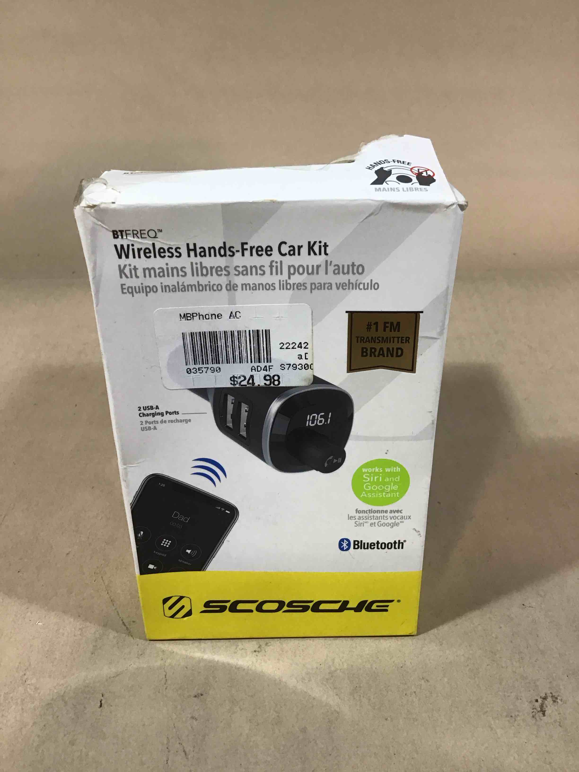 Condition photo showing Good Condition for scosche - btfreq bluetooth fm transmitter hands free car kit w/ dual usb ports - black