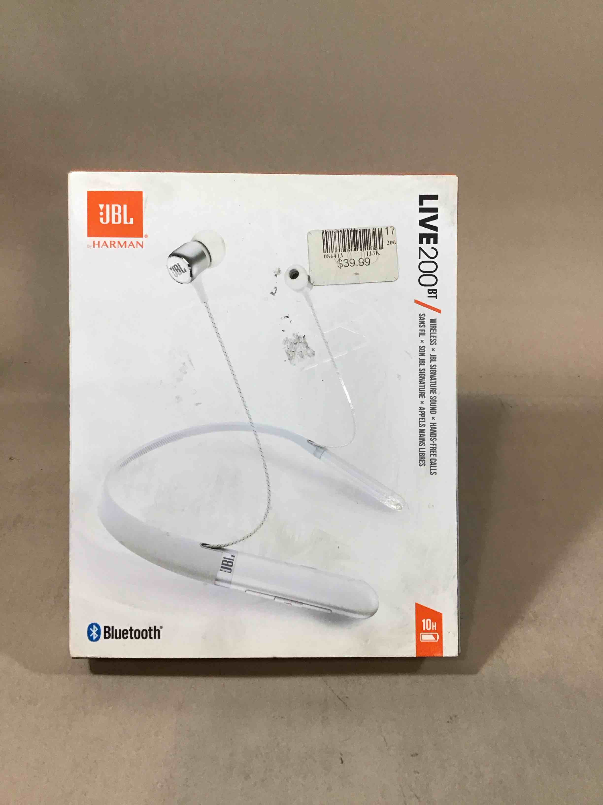 Condition photo showing As Is for jbl live 200bt wireless in-ear neckband headphones