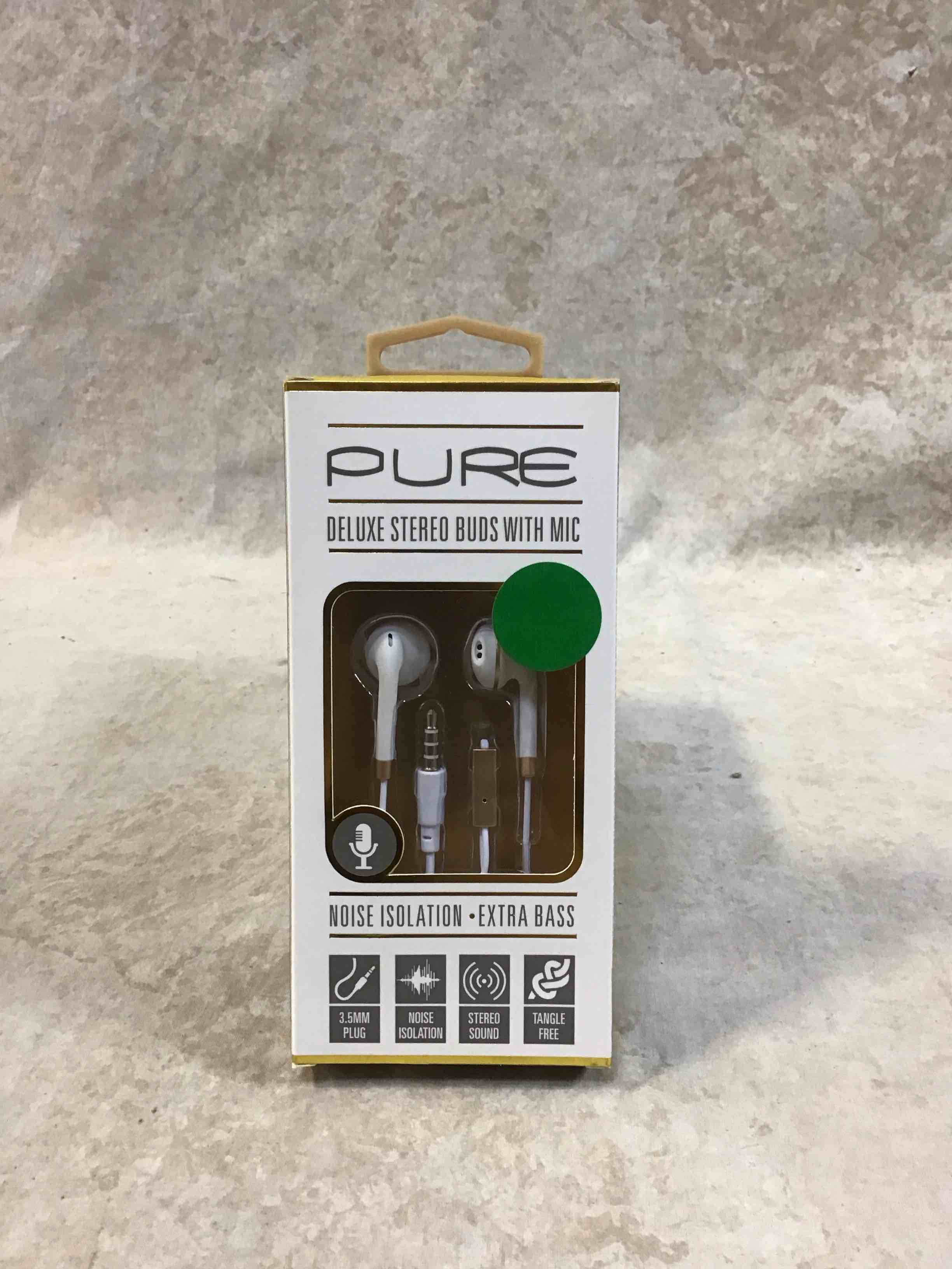Condition photo showing New/Like New for sentry hm227 pure series stereo in-ear buds with in-line mic assortment