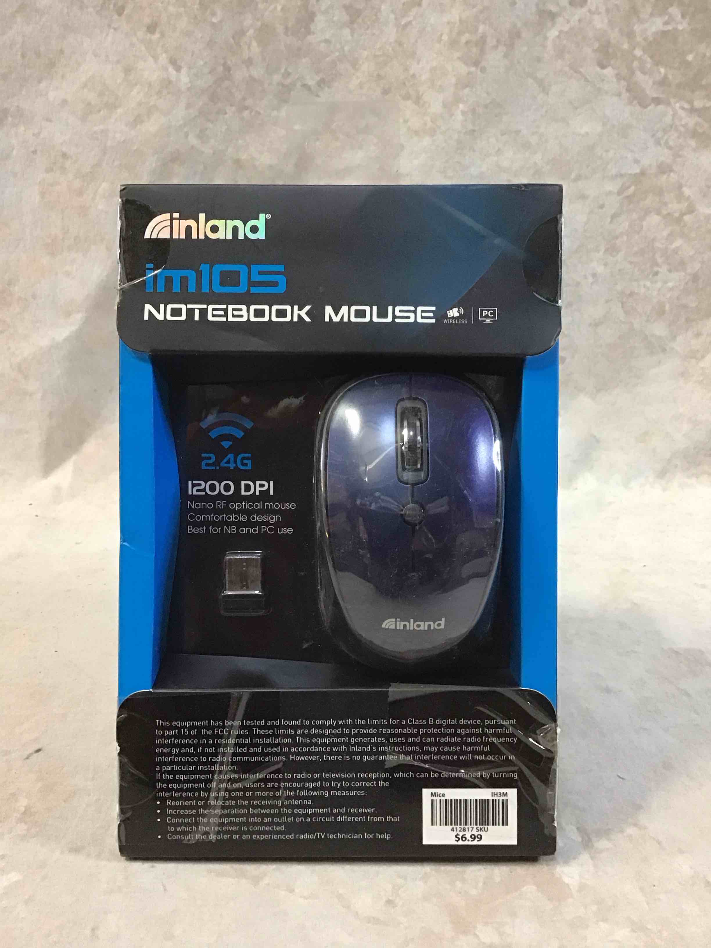 inland 2.4ghz wireless optical 1200dpi mouse, blue im105 free ship