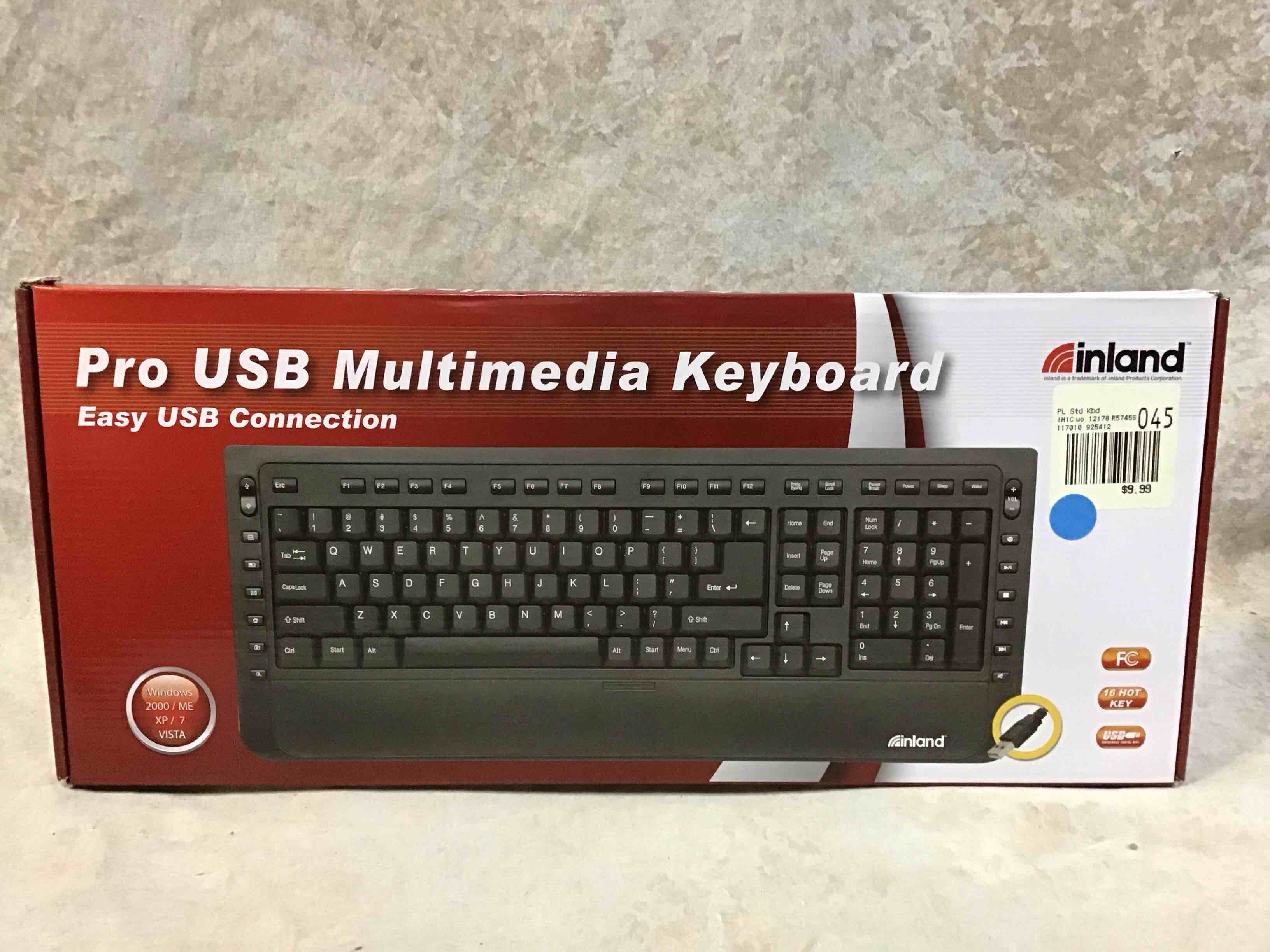inland multimedia usb keyboard, black