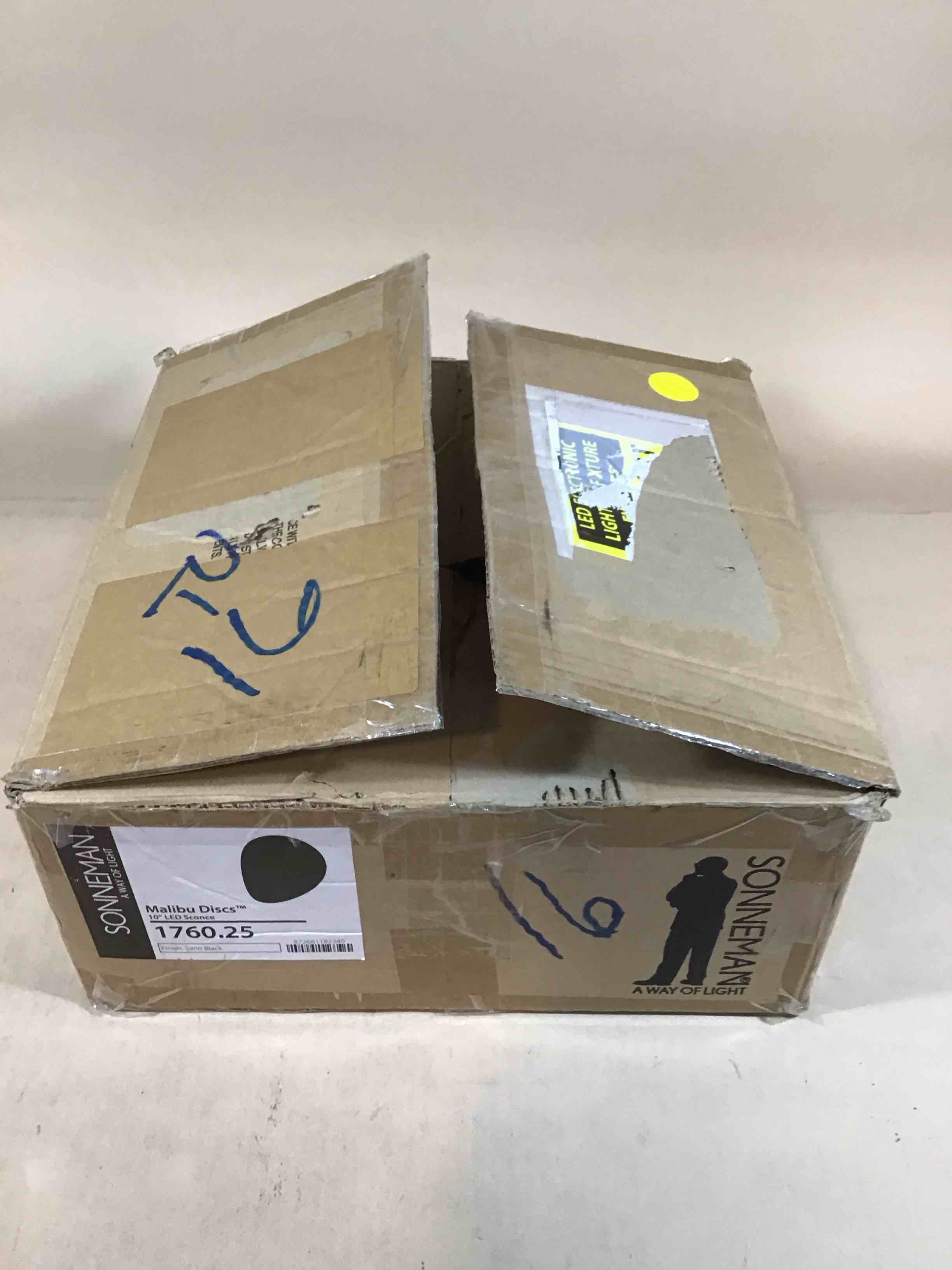 Condition photo showing New/Like New for sonneman 1760-10 malibu discs 10 tall led wall sconce - black