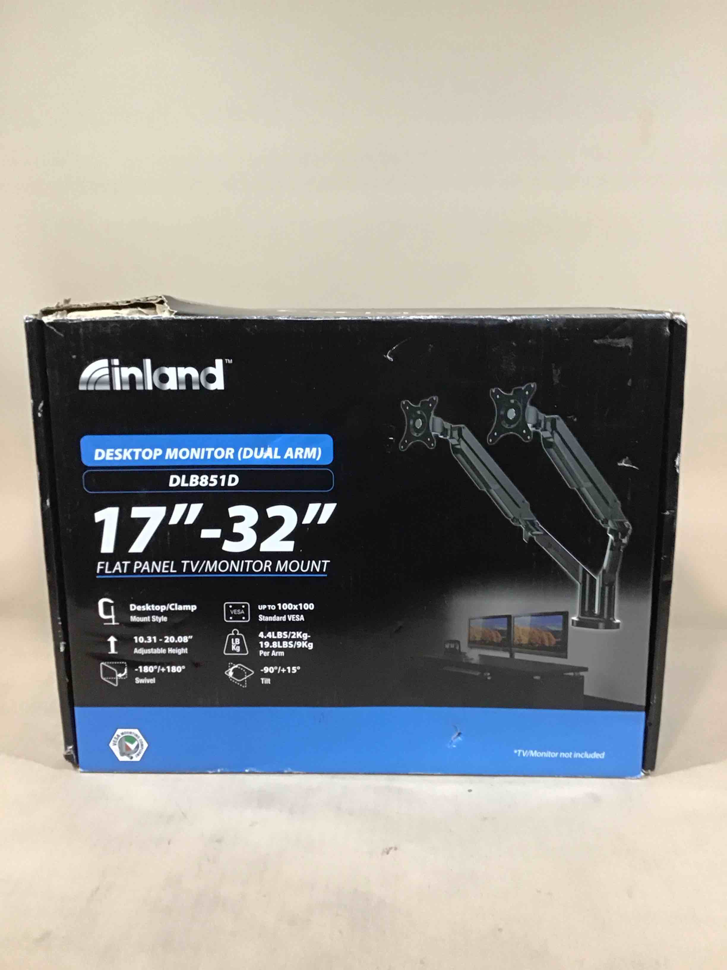 Condition photo showing Good Condition for inland 17”-32” flat panel tv/monitor dual arm mount