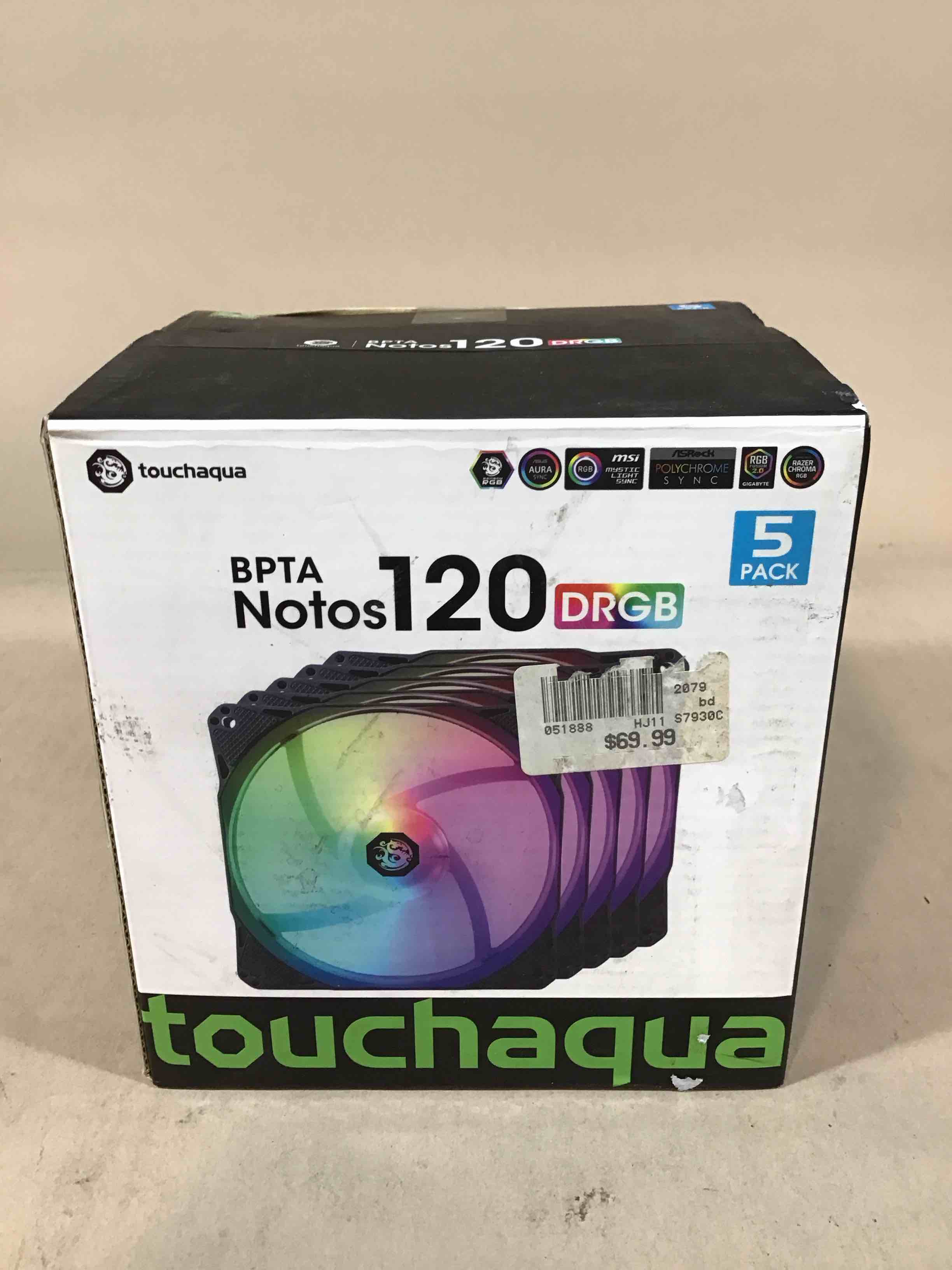 Condition photo showing New/Like New for bitspower notos 120mm case fan drgb computer fan pwm pc cooling fan led high airflow desktop silent cooler 1800 rpm w/pwm fan hub digital rgb controller (5 pack)