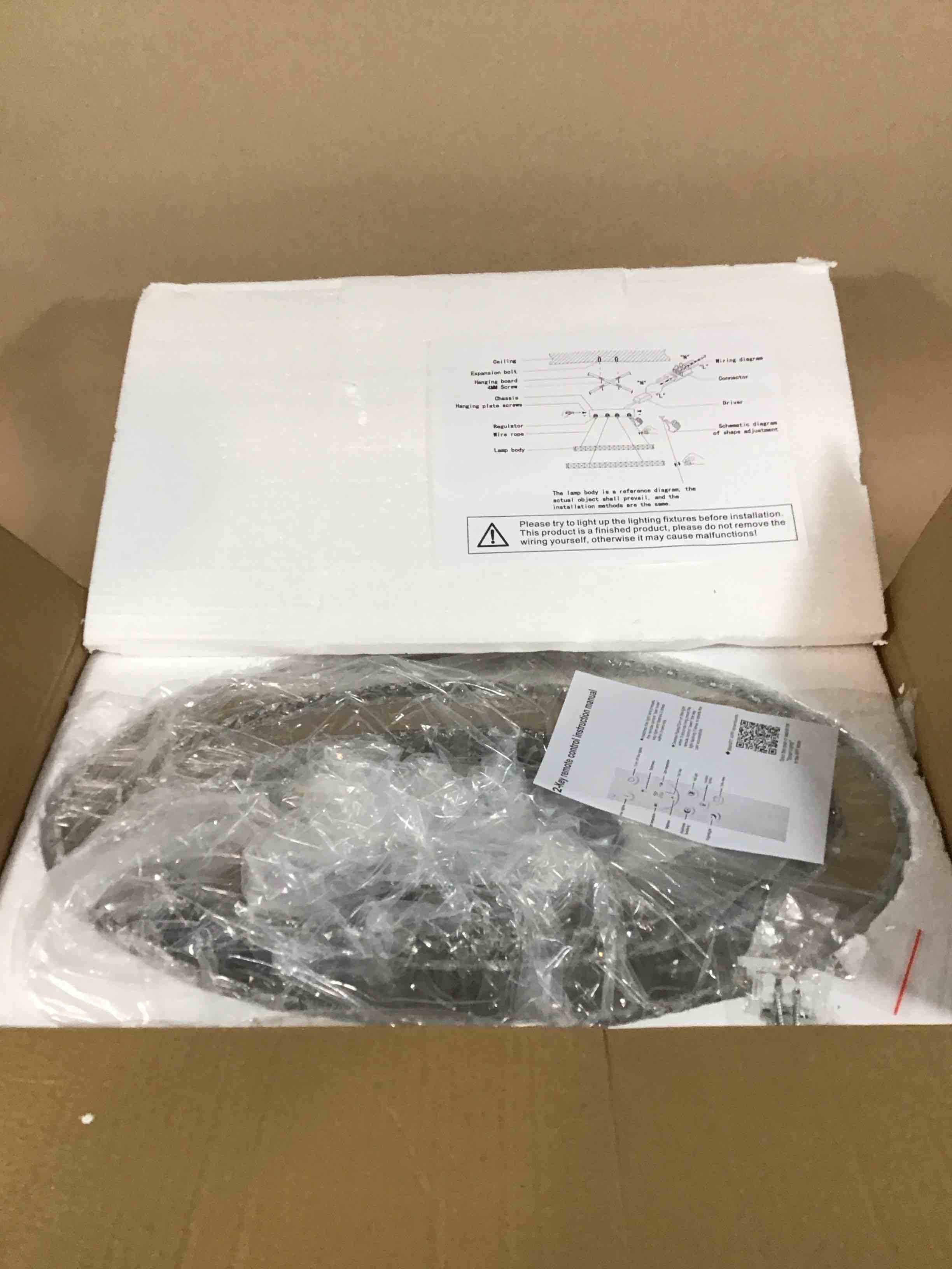 Condition photo showing New/Like New for finktonglan 23.6” 2-ring oval dimmable crystal led chandelier 