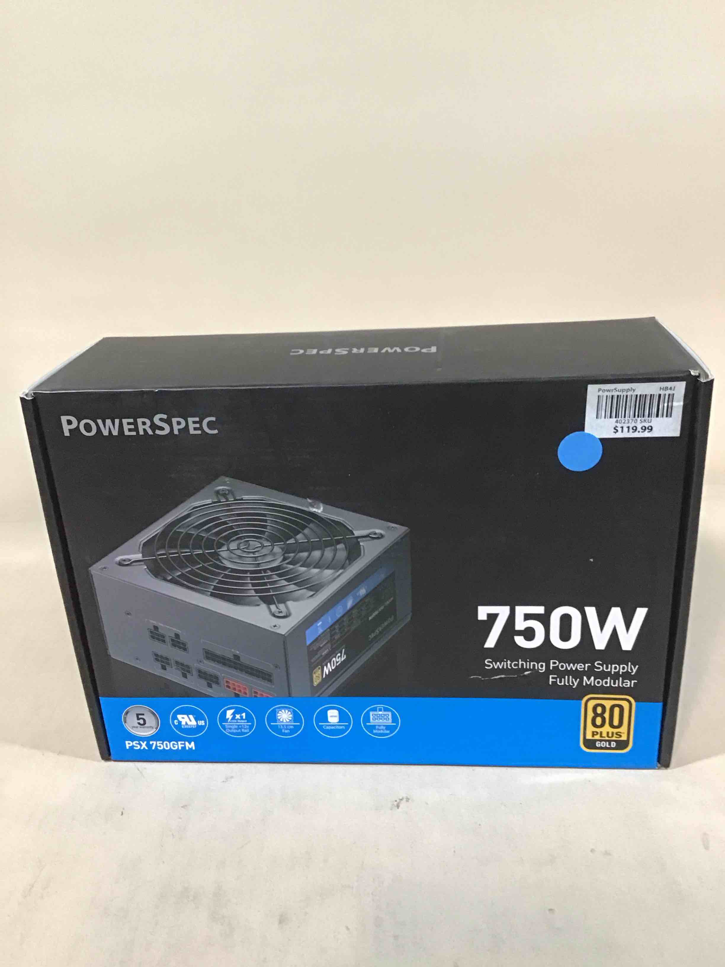Condition photo showing Good Condition for powerspec 750 watt 80 plus gold fully modular atx power supply active pfc psu sli crossfire ready computer switching power supply ps 750gfm
