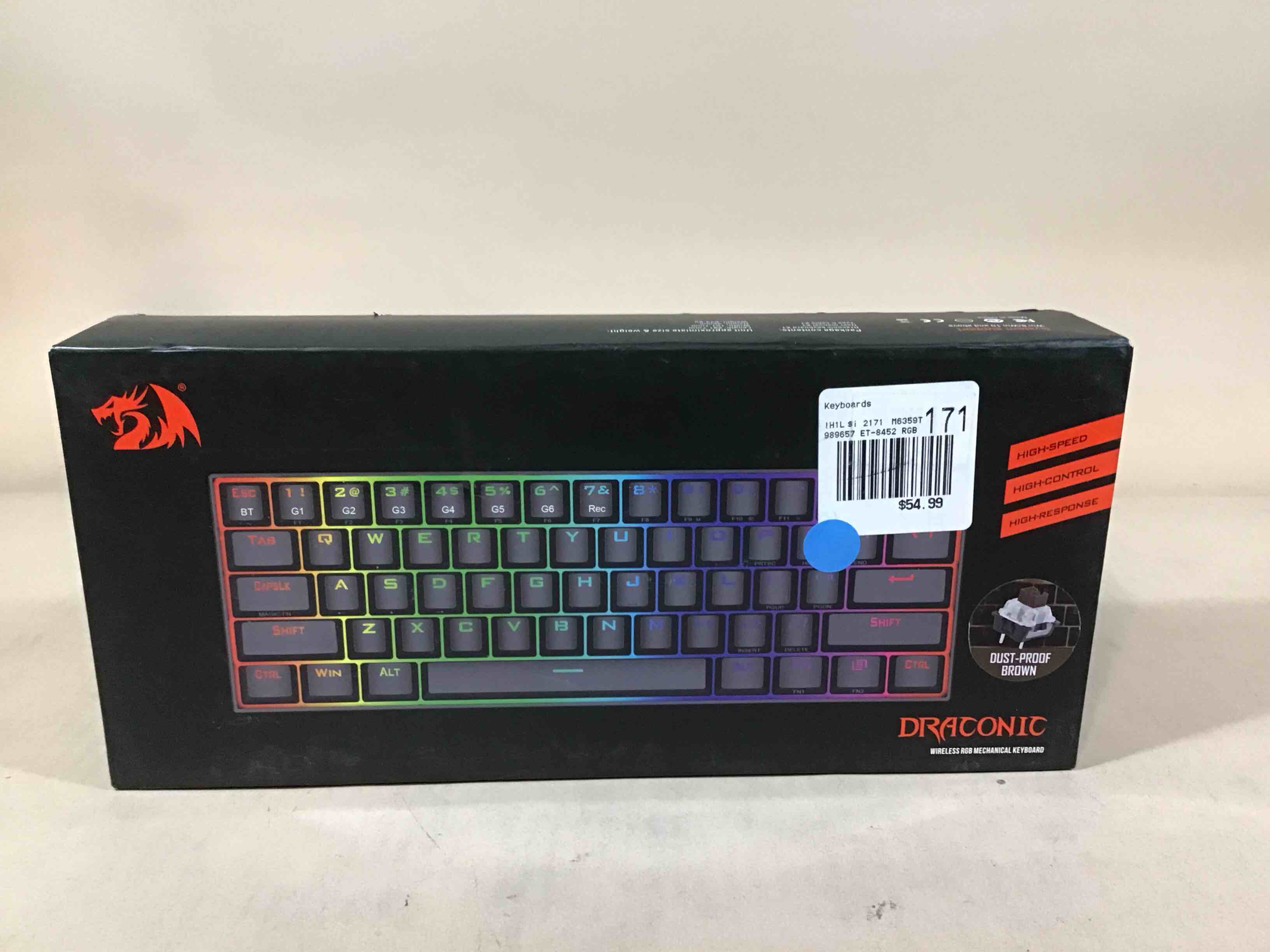 Condition photo showing Good Condition for redragon k530 pro draconic 60% wireless rgb mechanical keyboard, bluetooth/2.4ghz/wired 3-mode 61 keys compact gaming keyboard w/100% hot-swap socket, free-mod plate mounted pcb & tactile brown switch (b084jr4g5f)