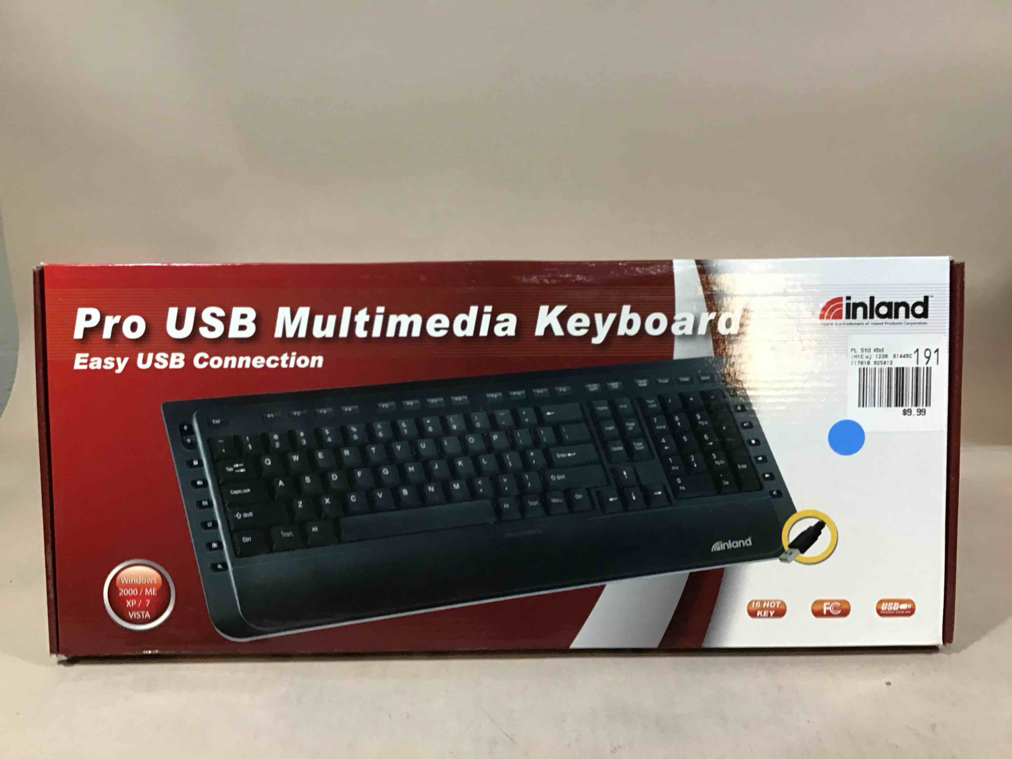 inland multimedia usb keyboard, black