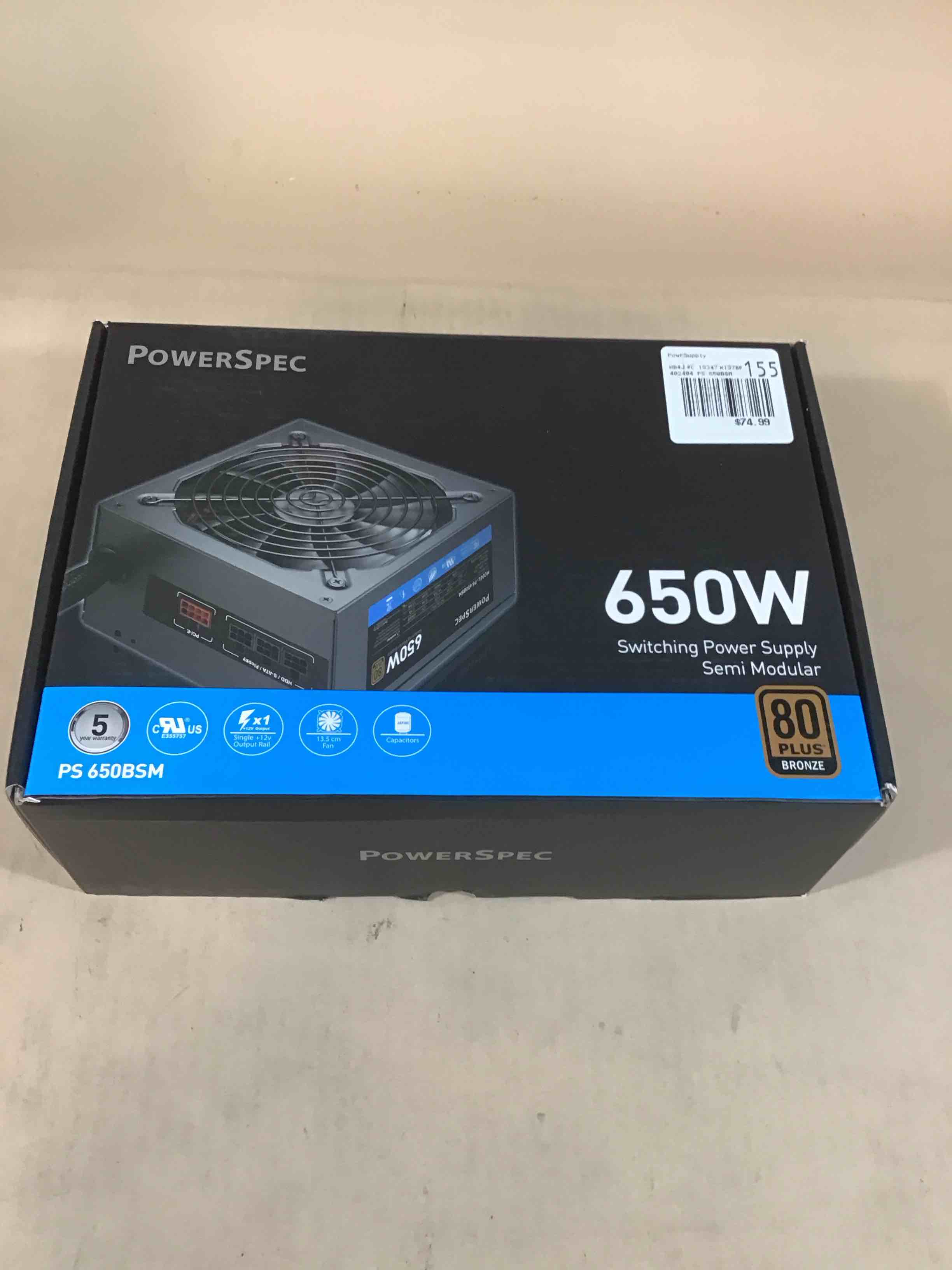 power supply 650w semi modular 80+ bronze certified psu atx