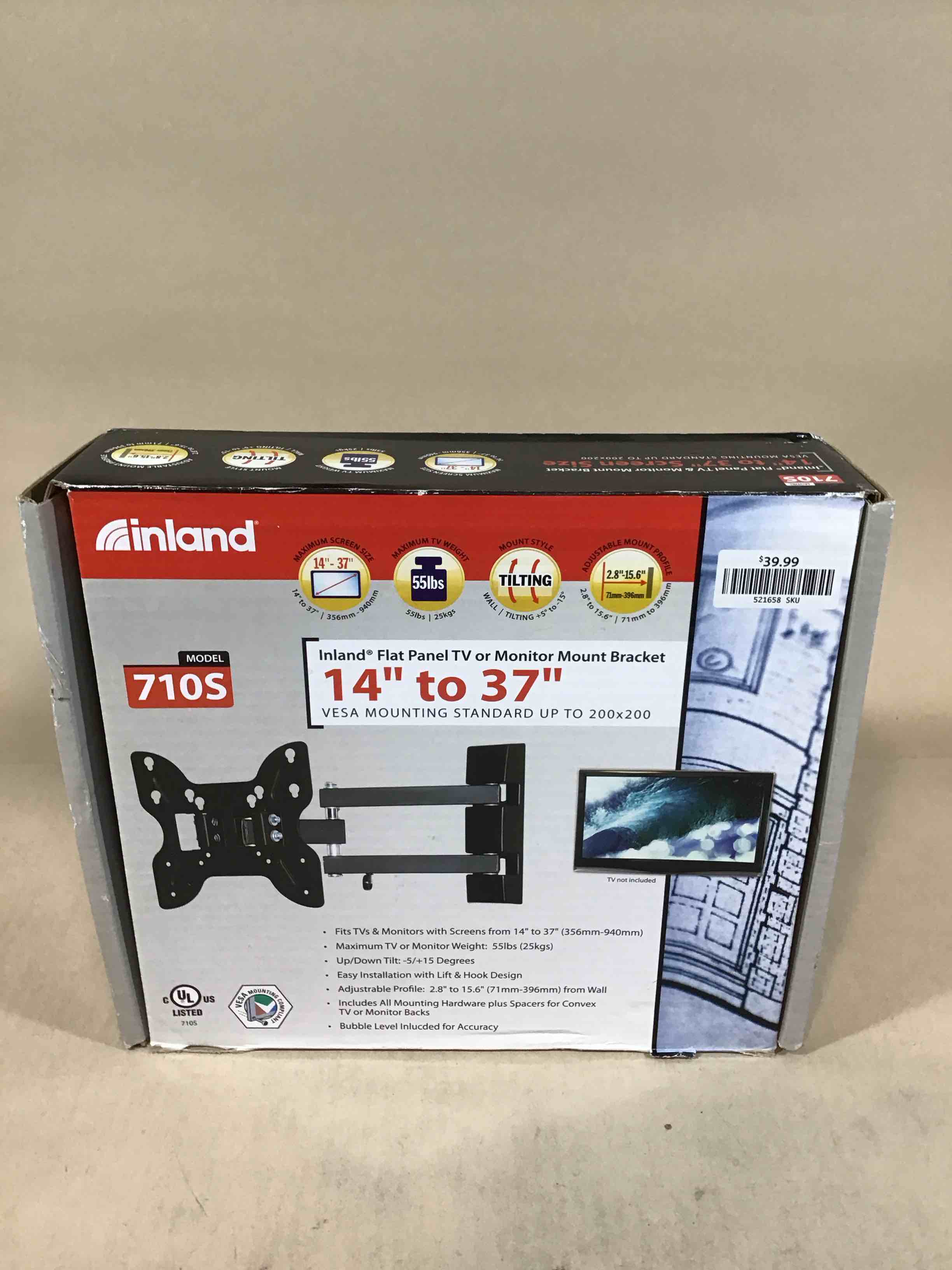 Inland 14"-42" Swivel TV/Monitor Wall Mount 710S