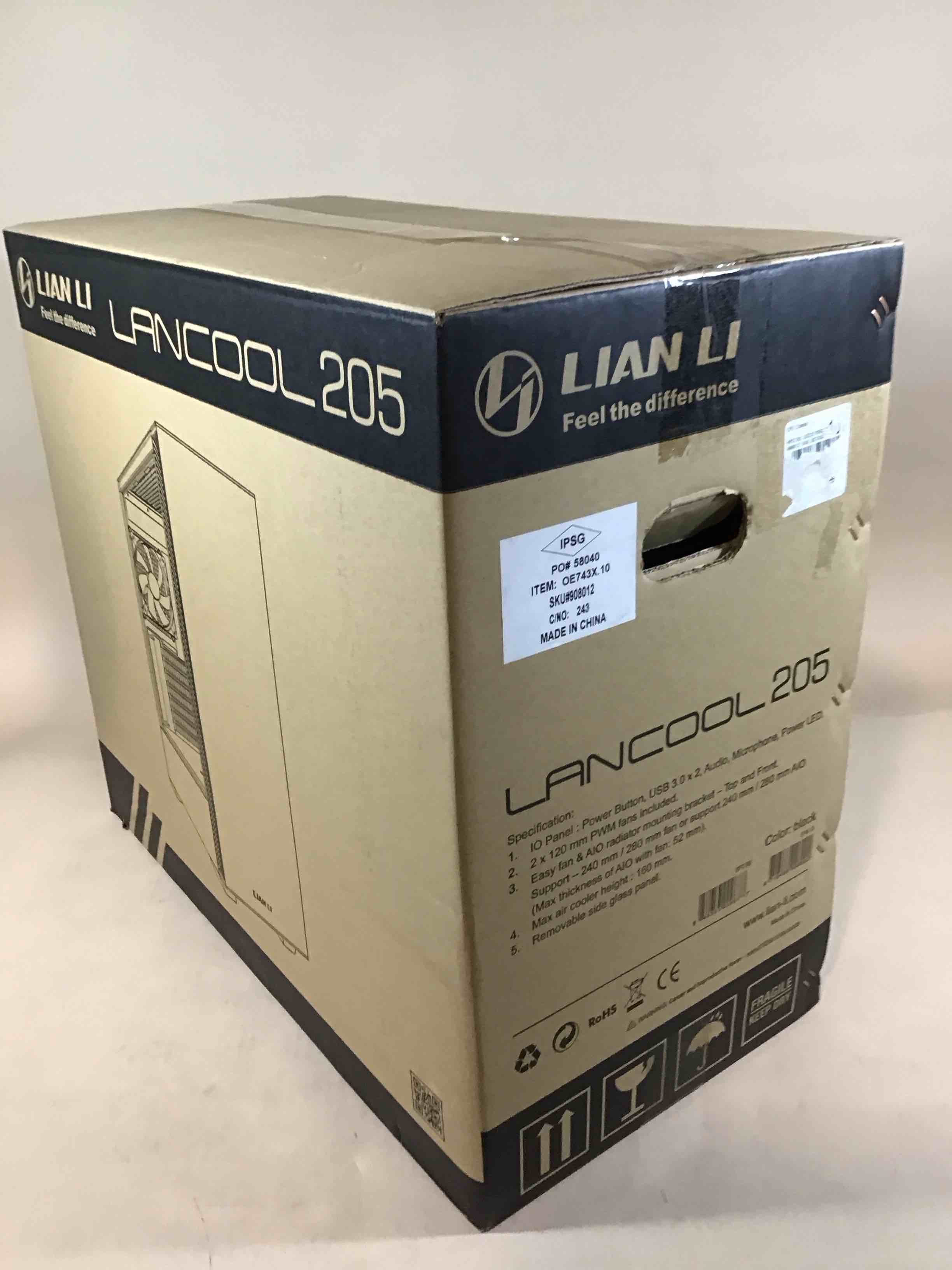 Lian Li Mid-Tower Chassis ATX Computer Case PC Gaming Case w/Tempered Glass Side Panel, Magnetic Dust Filter,Water-Cooling Ready, Side Ventilation and 2x120mm Fan Pre-Installed (LANCOOL 205, Black)