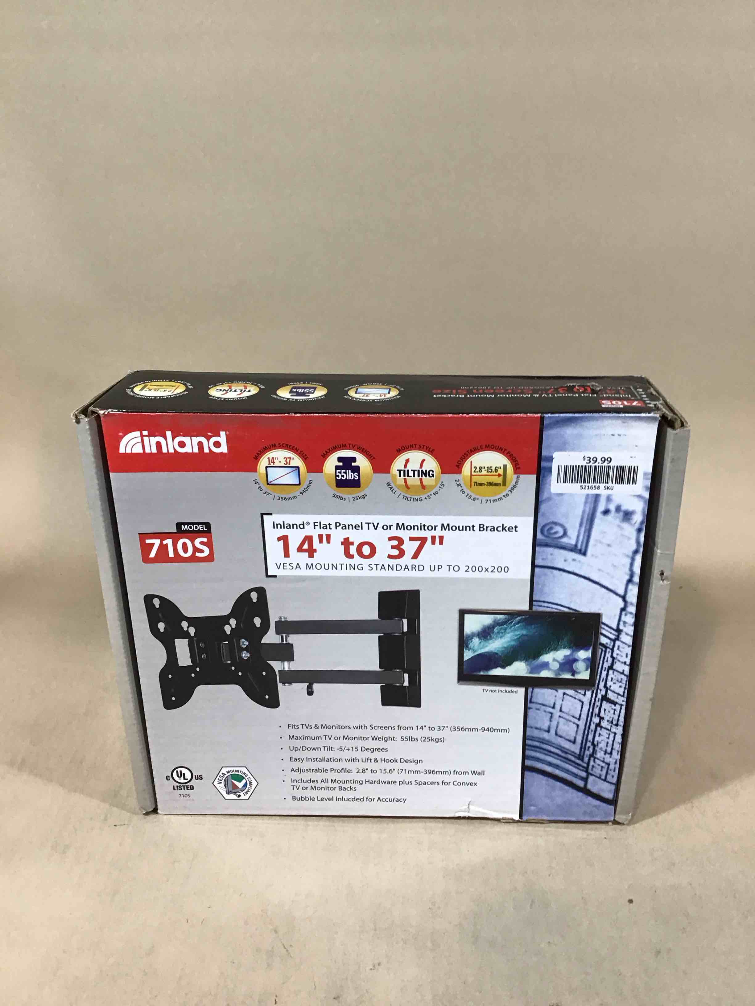 Inland 14"-42" Swivel TV/Monitor Wall Mount 710S