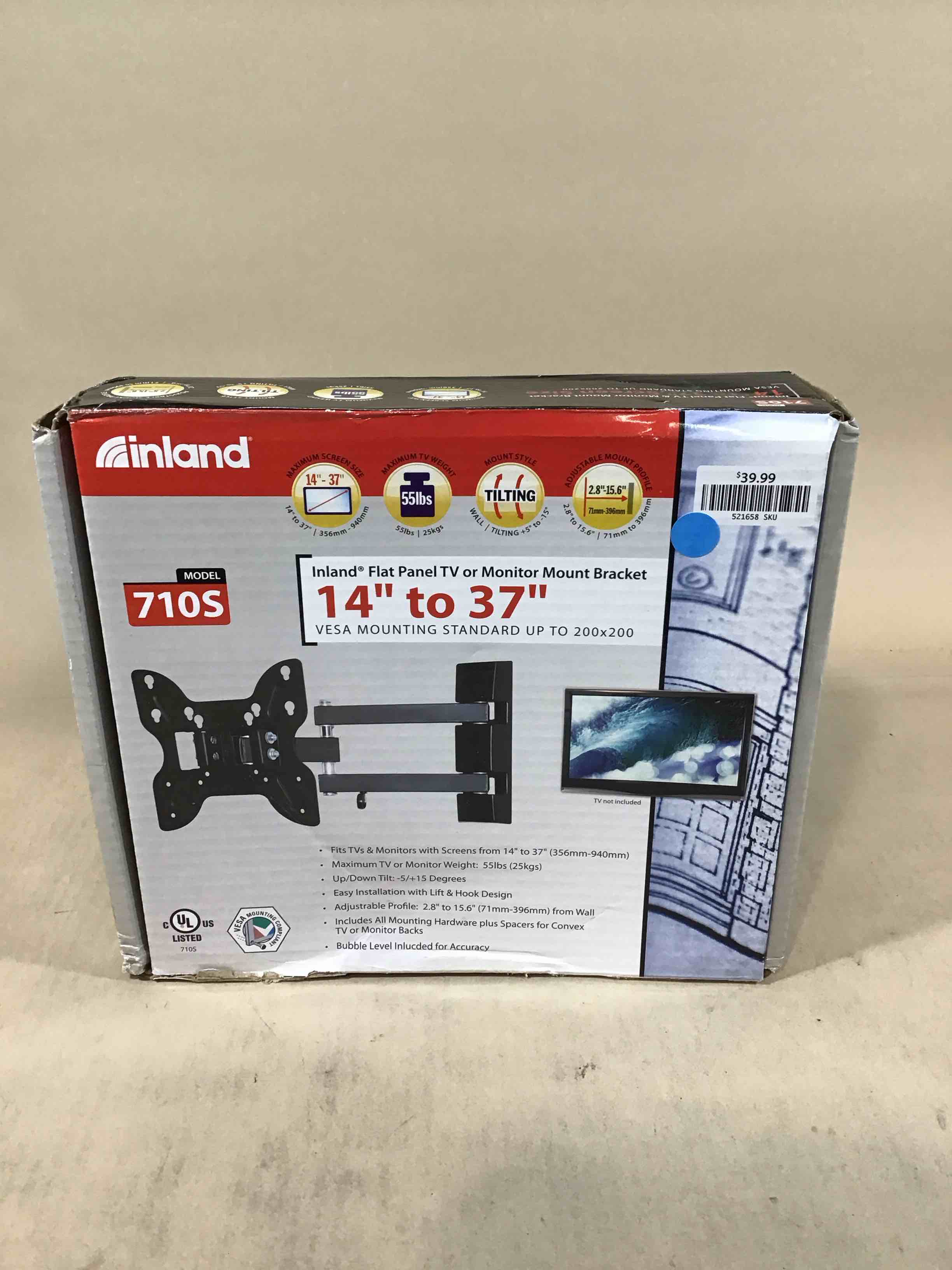 Inland 14"-42" Swivel TV/Monitor Wall Mount 710S