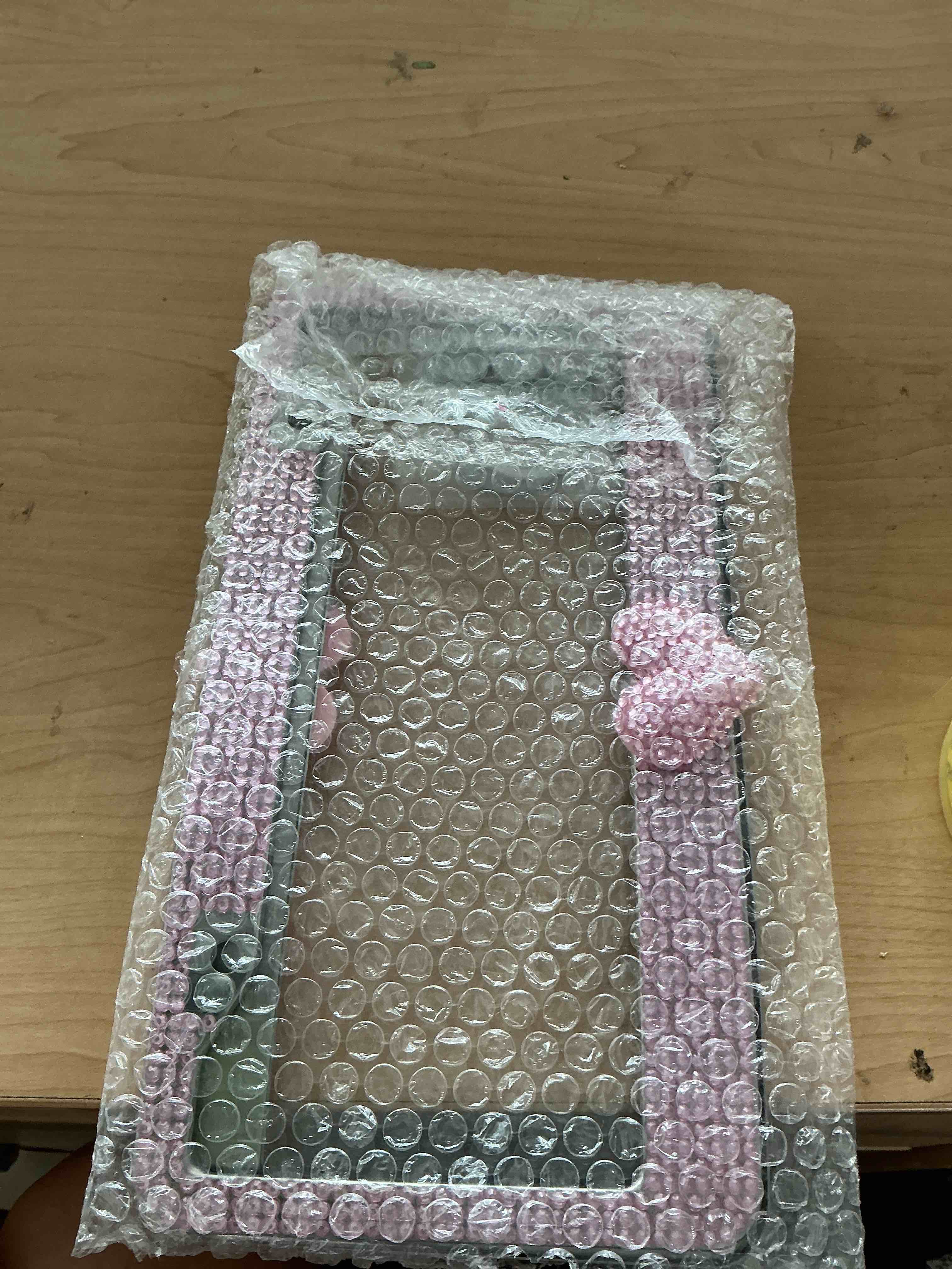 Condition photo showing New/Like New for license plate frame for women, rhinestone diamond car license plate frame with heart design, stainless steel sparkly license plate holder for us standard plates (1, pink frame+pink heart)