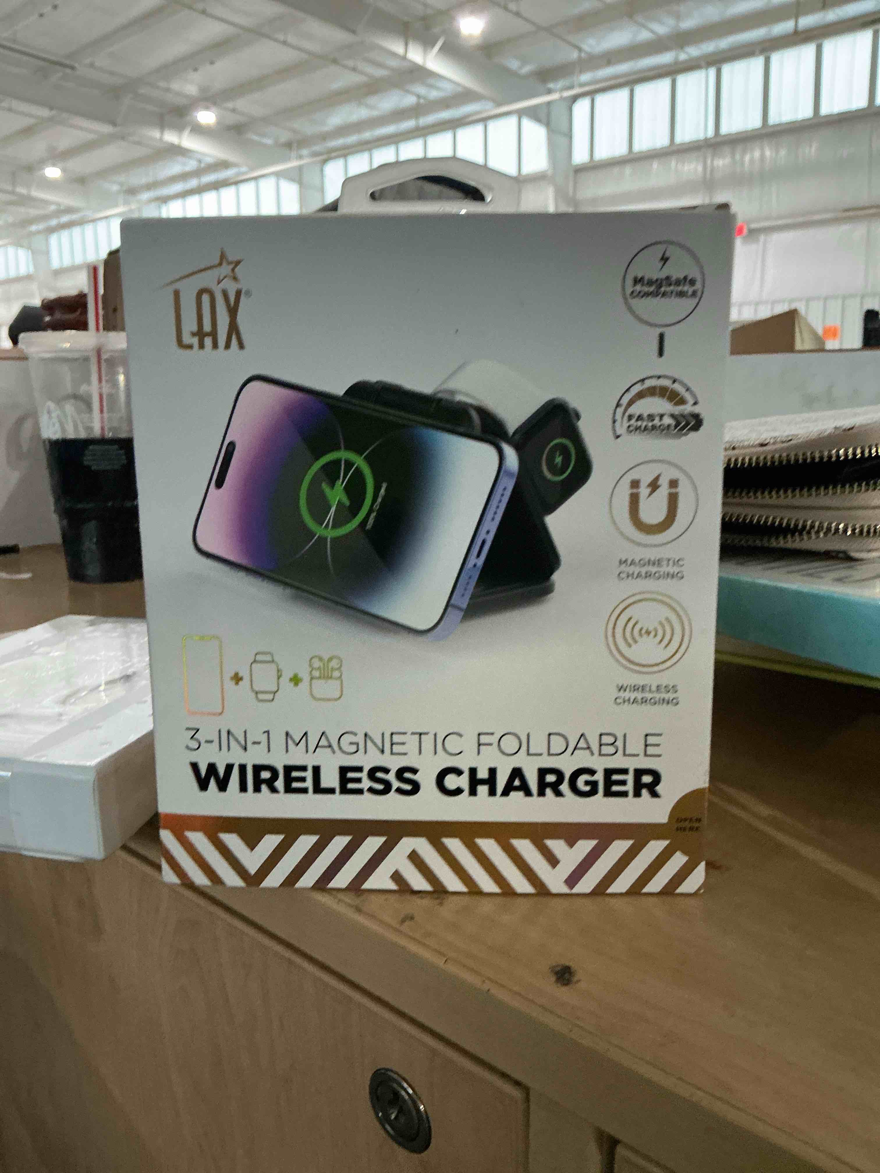 Condition photo showing Brand New for foldable magnetic wireless charger, ku xiu x40 aluminum alloy 3 in 1 charging station for apple, fast magnetic charger stand for iphone 17 16 15 14 13 12 series, 5w for iwatch, airpods 3/2/pro, gray