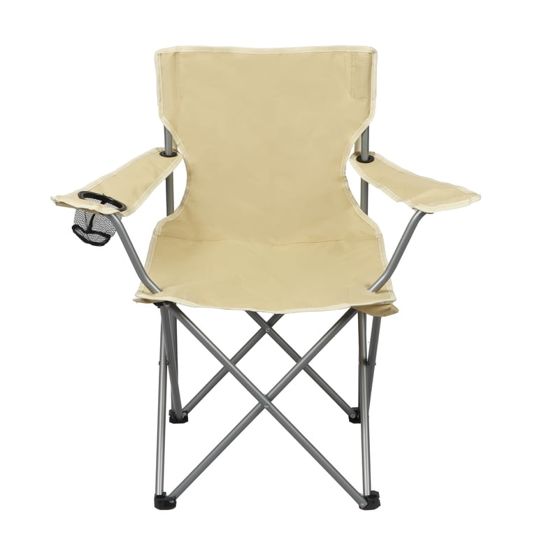 ozark trail quad folding camp chair with cup holder, gold