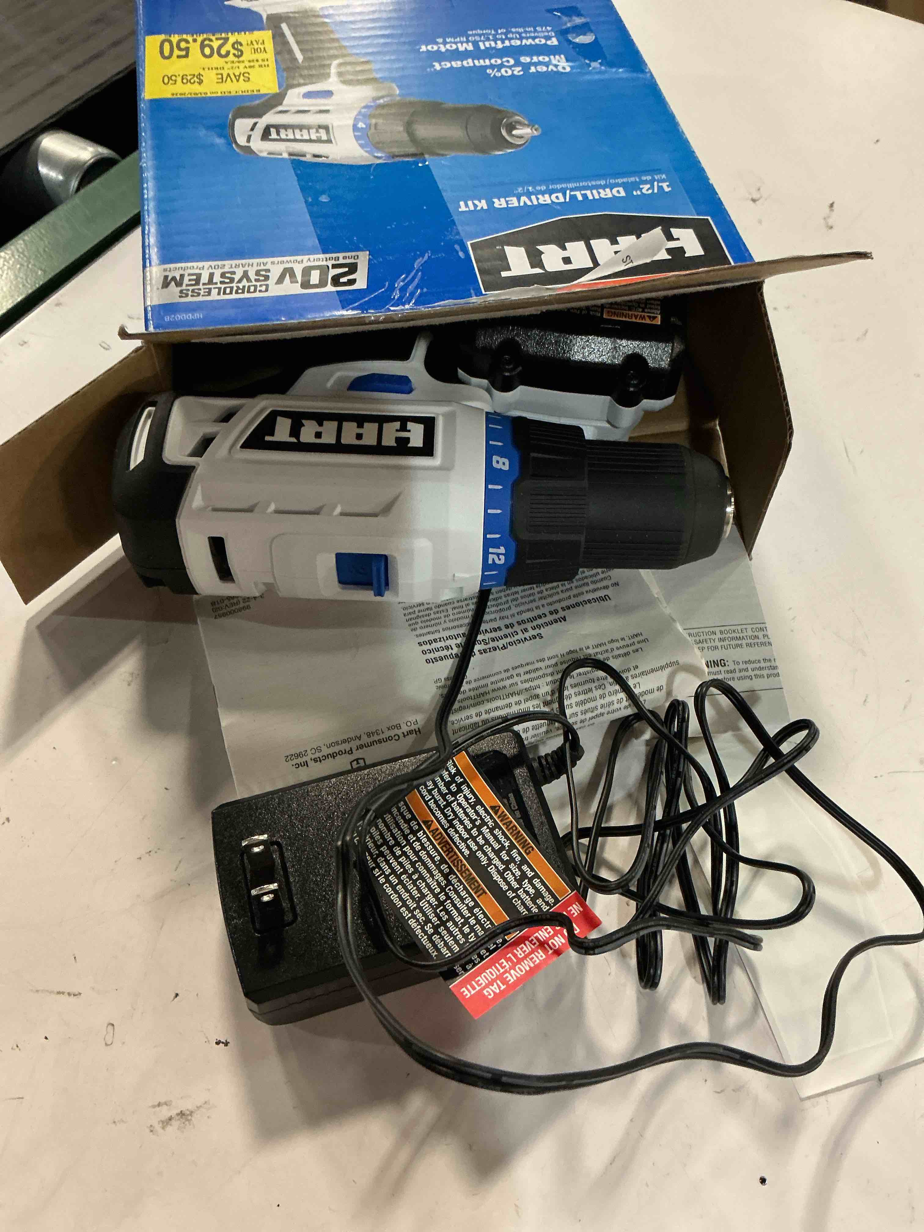Condition photo showing Good Condition for hart 20-volt 1/2-inch cordless drill/driver kit (1) 1.5ah lithium-ion battery gen 2
