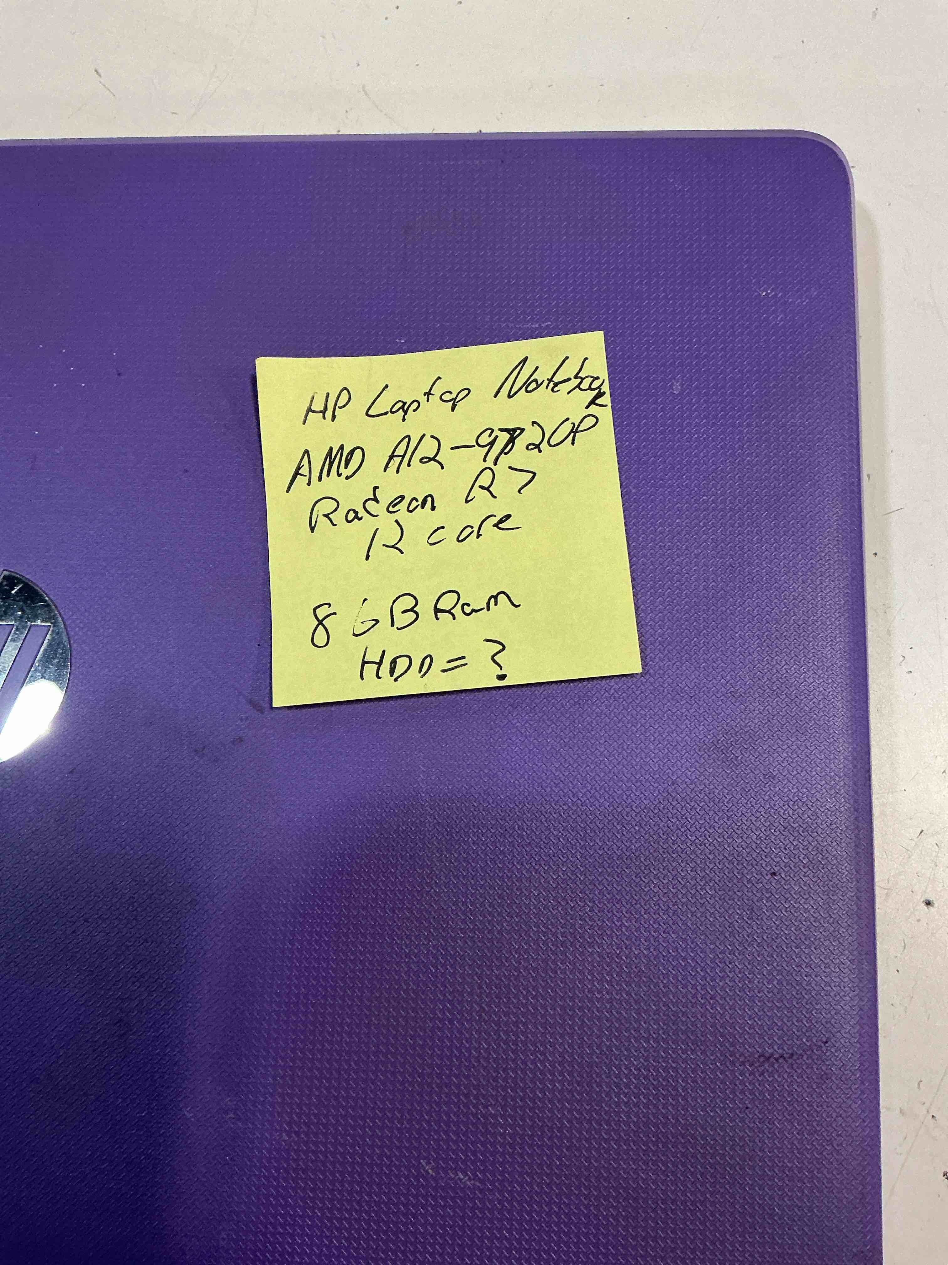 Condition photo showing As Is for hp 15-bw003wm 15.6" amethyst purple lapt 8 gb ram 