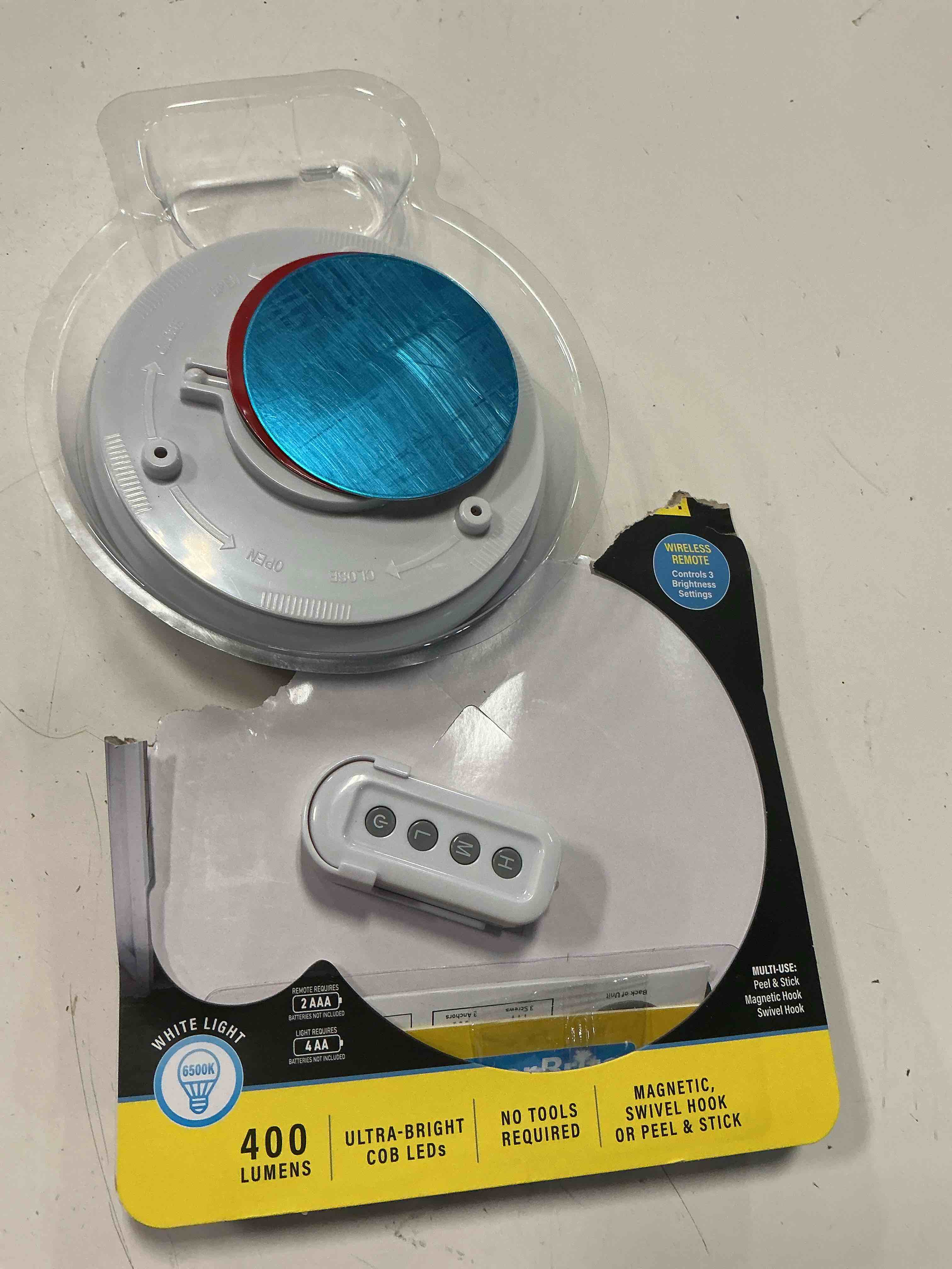 Condition photo showing As Is for ultra-overhead motion activated led night light bulb(400 lumens)