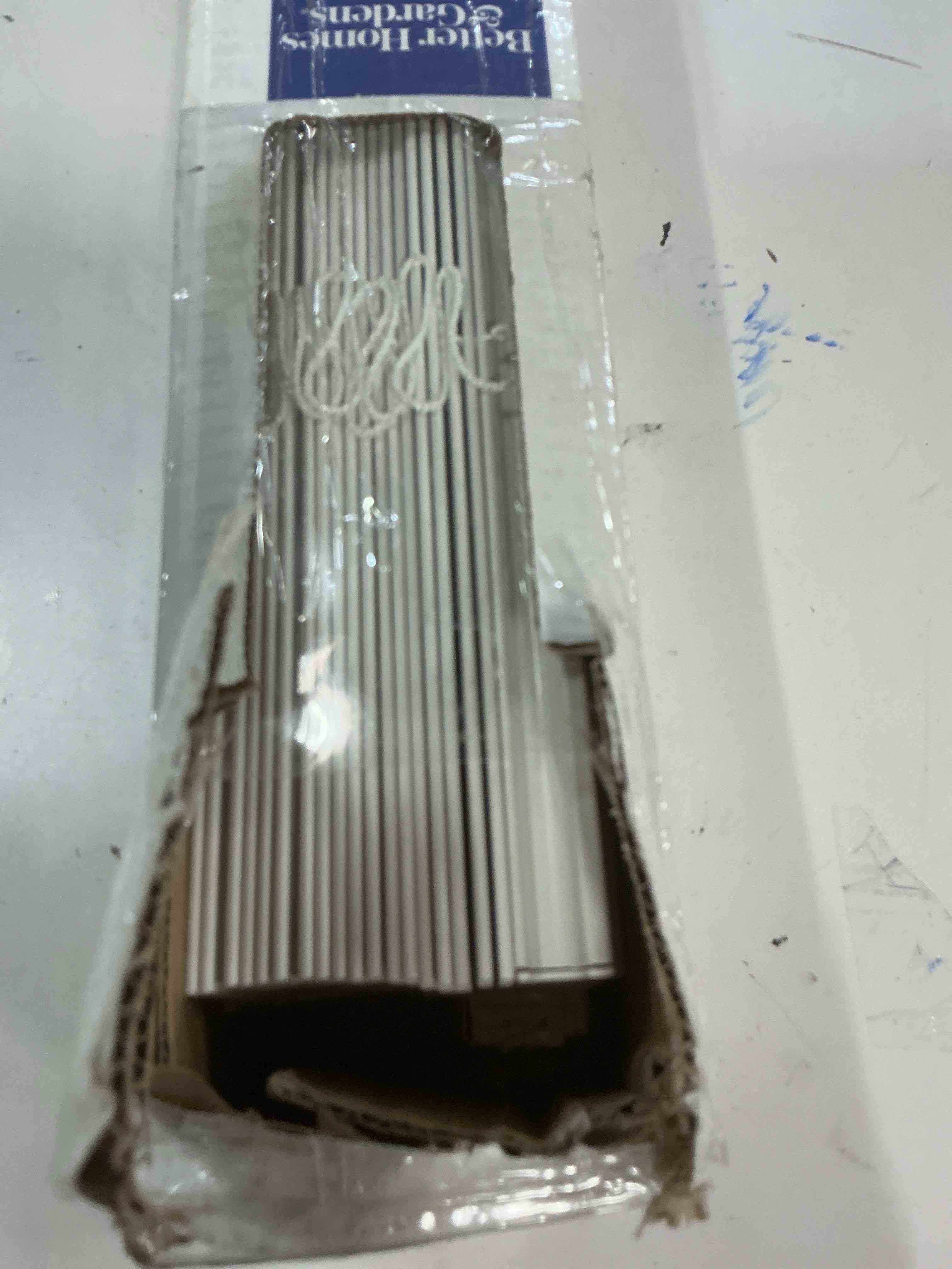 Condition photo showing As Is for better homes & gardens 2  cordless faux wood horizontal blinds  white  27x64