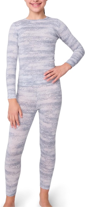 (Size:XL-14/16)Free Country Boys Girls Thermal Set Top and Bottom Winter Base Layer Underwear Sets for Kids Large Microteh Heat Base Grey