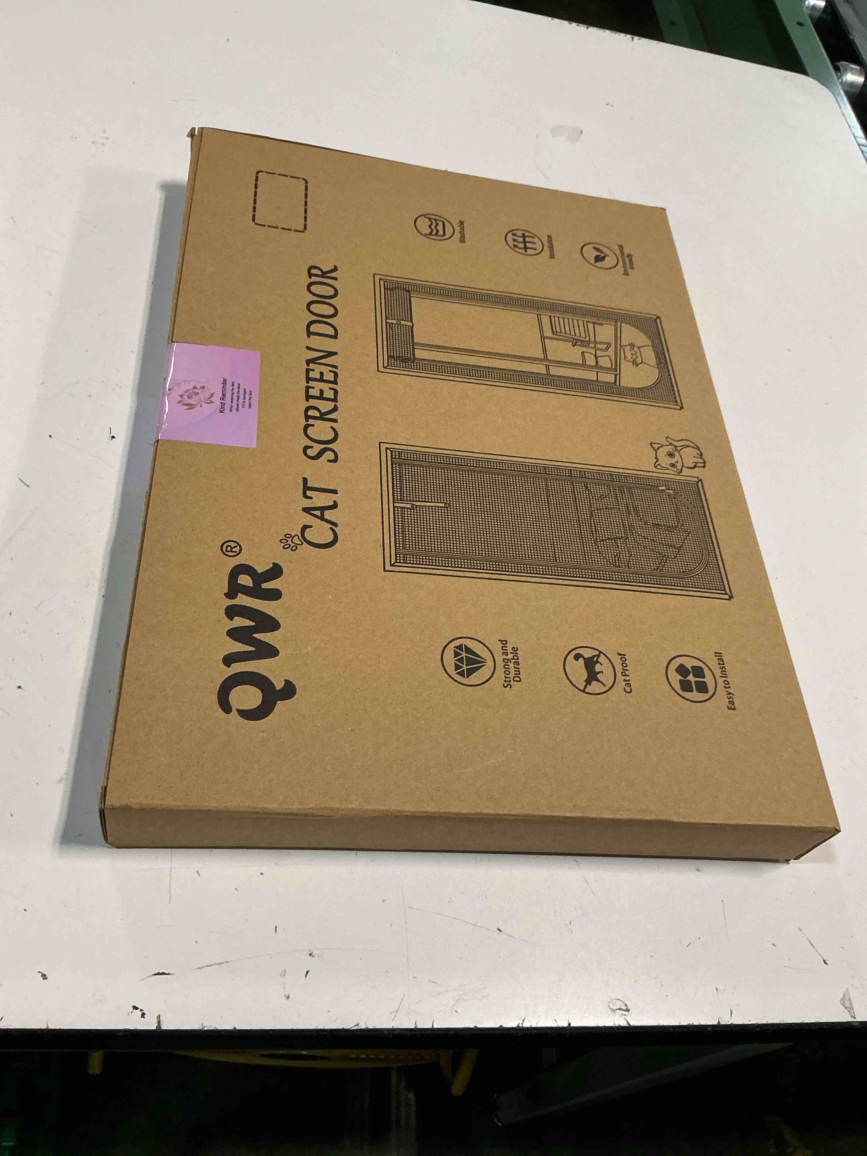 Condition photo showing New/Like New for qwr reinforced cat screen door,fits door opening size 32''x 80'',thickened cat proof screen door mesh with zipper closure for living room,kitchen,bedroom. white fits door opening size up to 32''x 80''