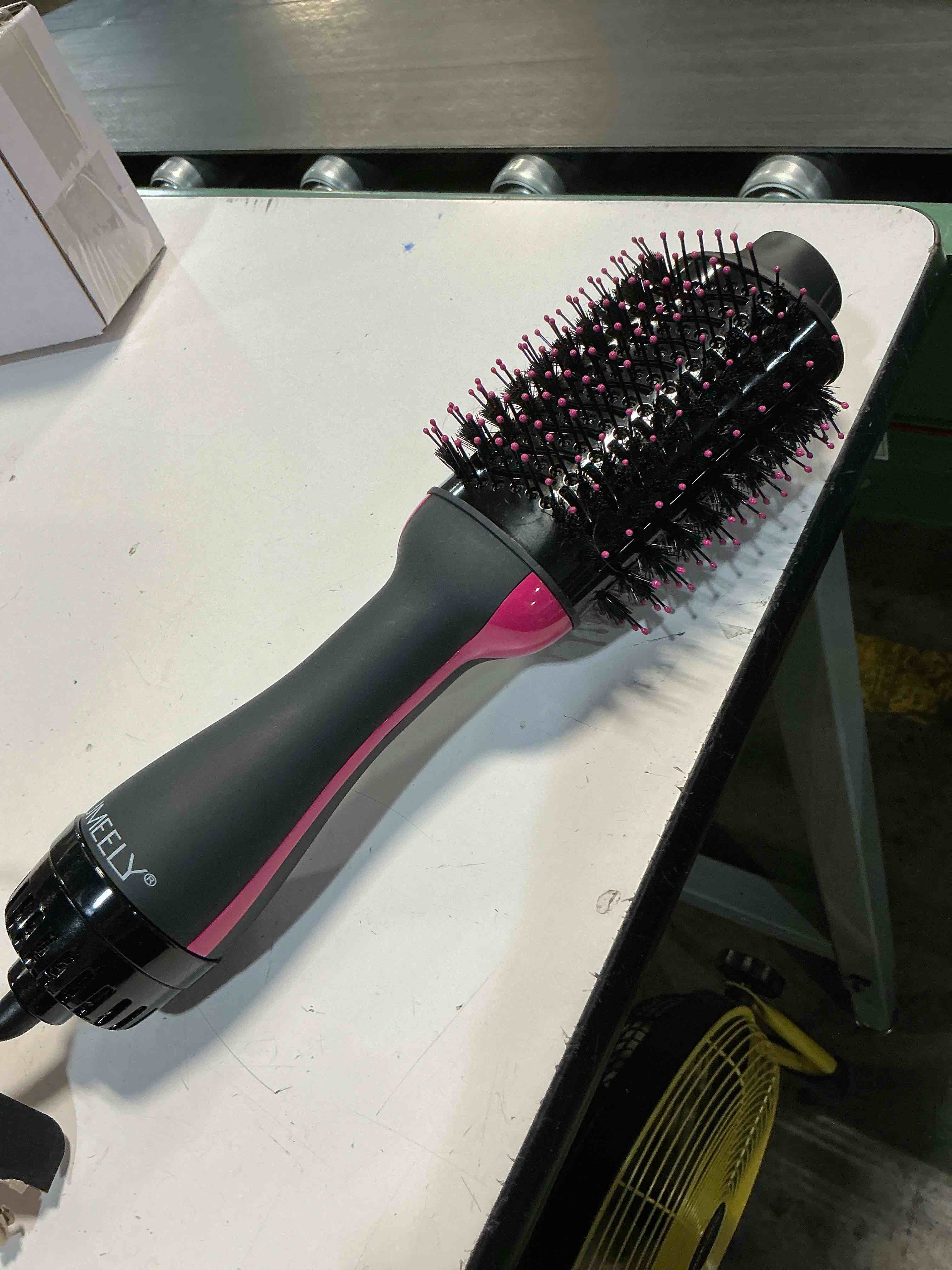 Condition photo showing As Is for dual voltage hair dryer brush with negative ion anti-frizz styler - hot air volumizer for 110v-120v/220v-240v european and travel use
