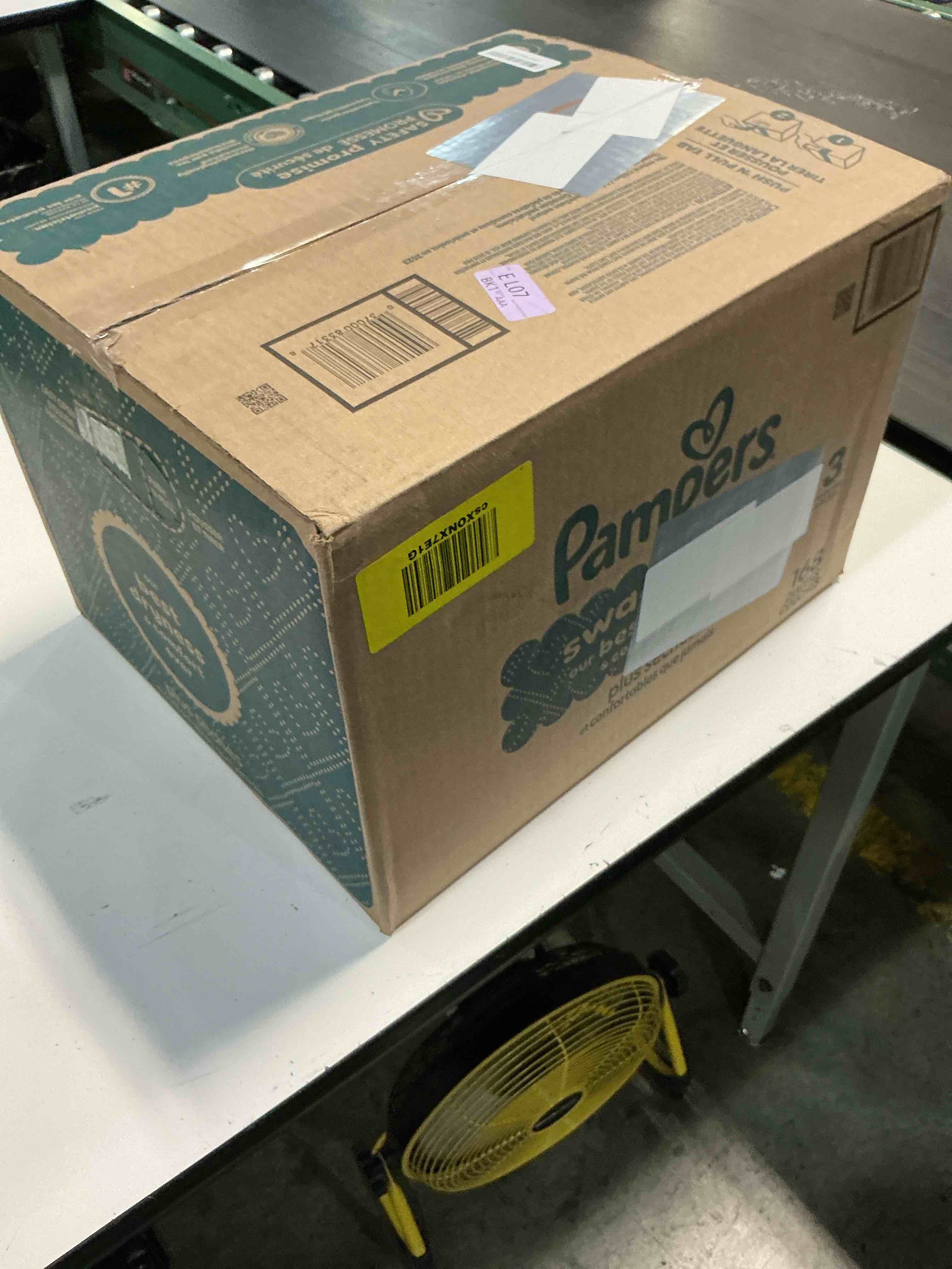 Condition photo showing New/Like New for pampers swaddlers diapers, size 3 (13-26 lbs), 168 count, absorbent, keeps baby dry and comfortable, skin safe disposable baby diaper size 3 168