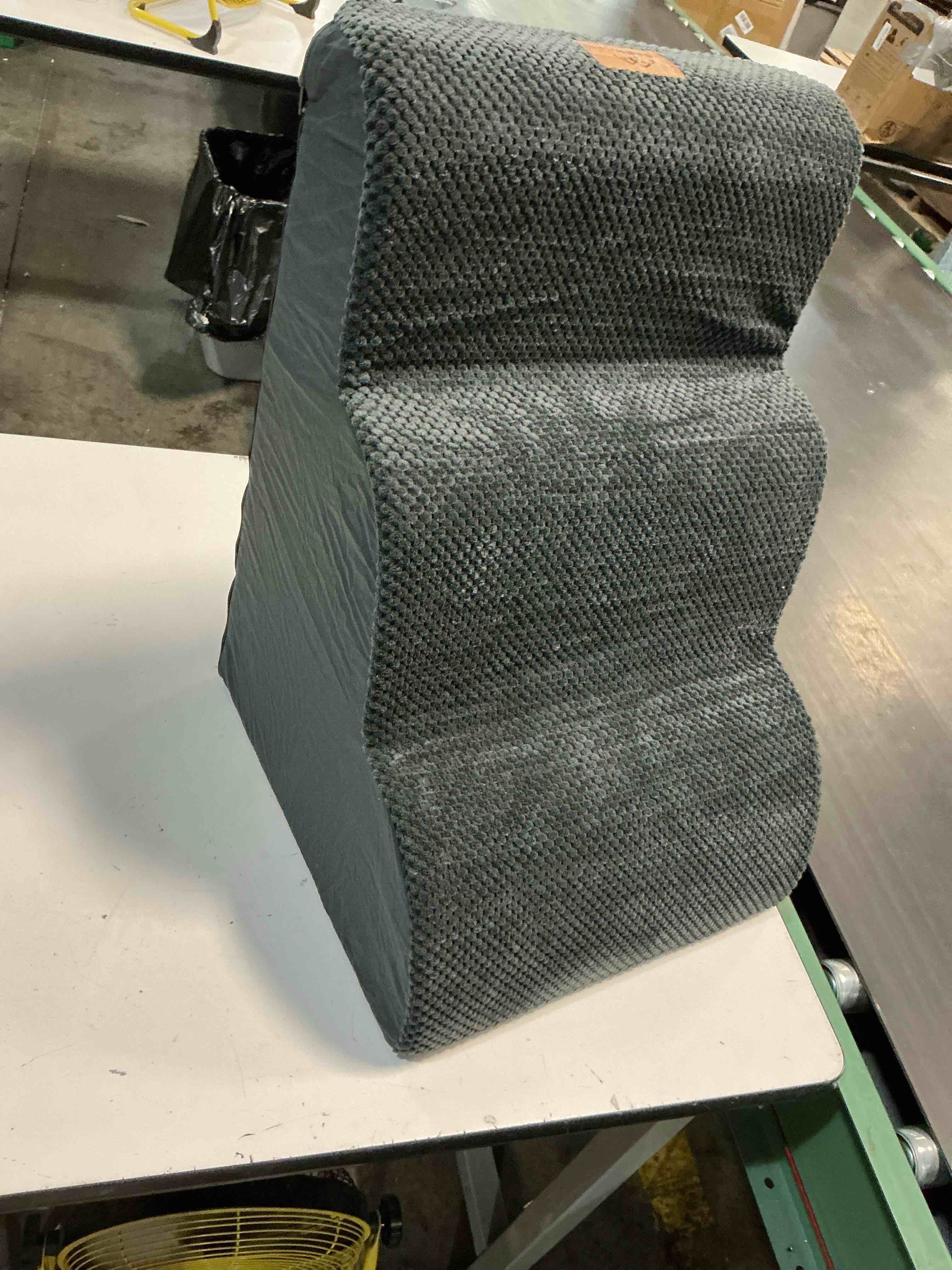 Condition photo showing Good Condition for dog ramp and stair for bed 16" h-20 h,3-step cat stair for sofa and chair,4-step dog ramp for high bed and window,durable nonslip fabric cover for indoor (dark grey-16 h, pet friendly, 3) dark grey 3 pet friendly