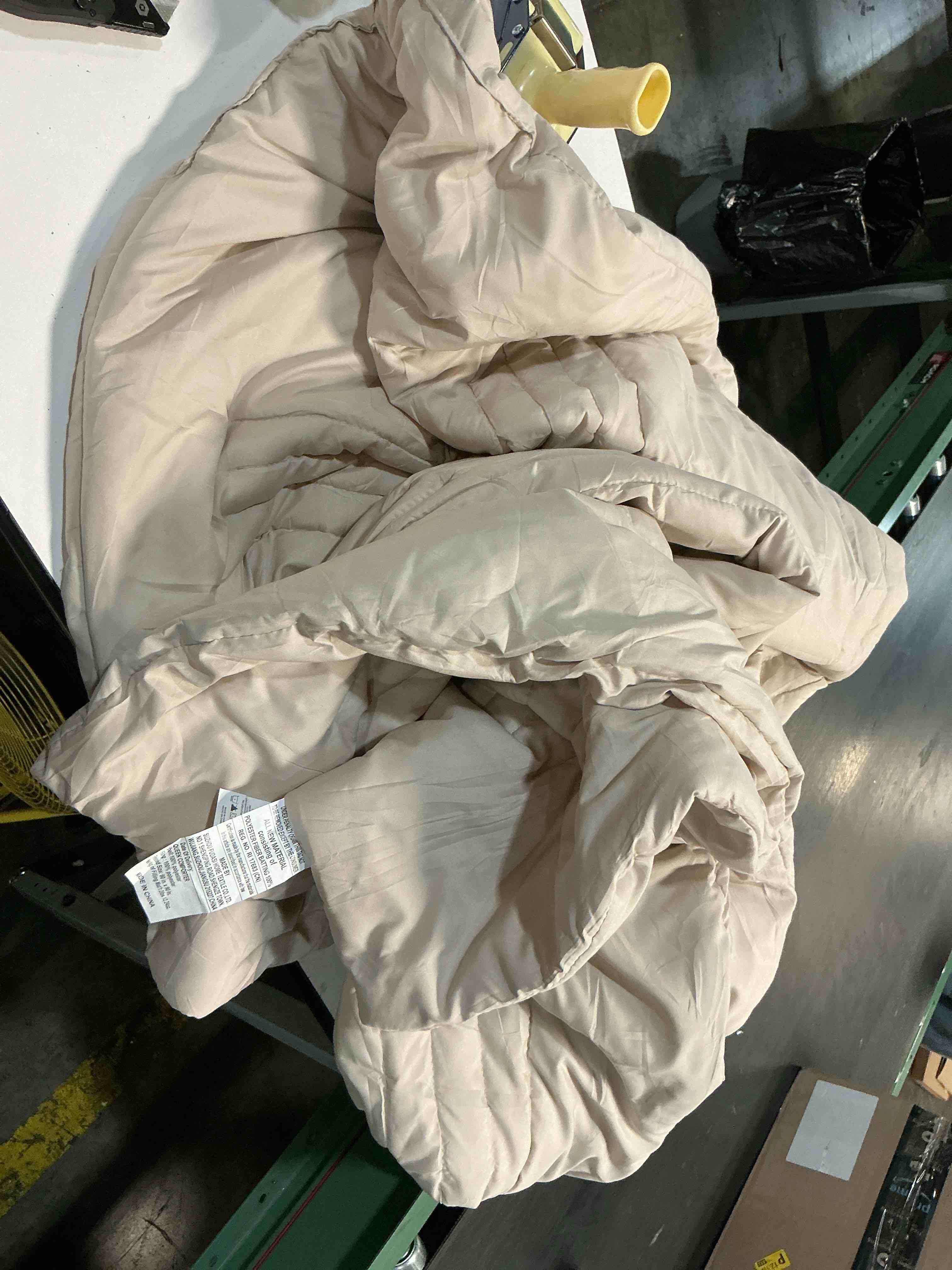Condition photo showing As Is for tan comforter, 90x90