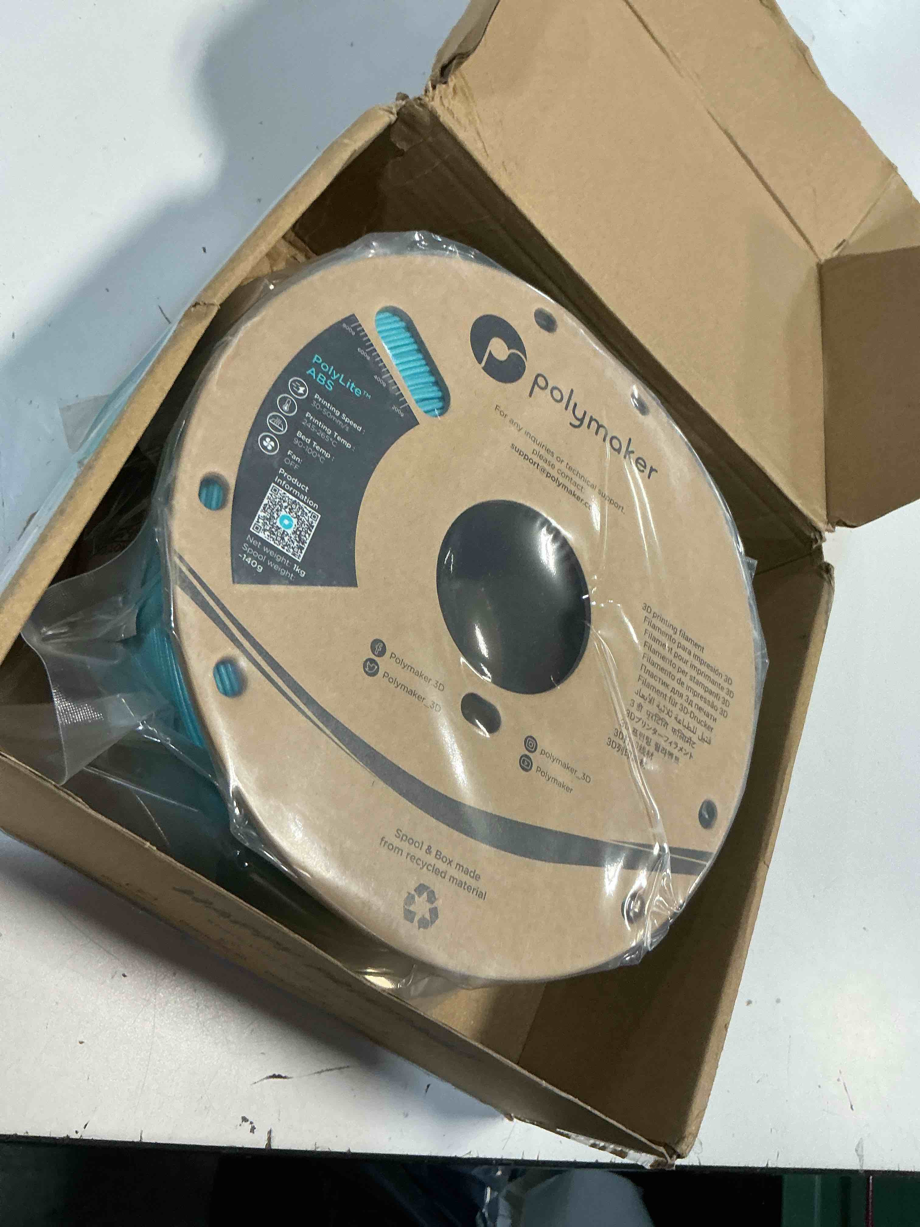 Condition photo showing New/Like New for polymaker glitter abs filament 1.75mm, galaxy teal 3d printer filament 1.75mm heat resistant 1kg - twinkling abs 3d printing filament, strong & durable, dimensional accuracy +/- 0.03mm 122 - 1.75mm galaxy teal (hex code: #2dccd3)