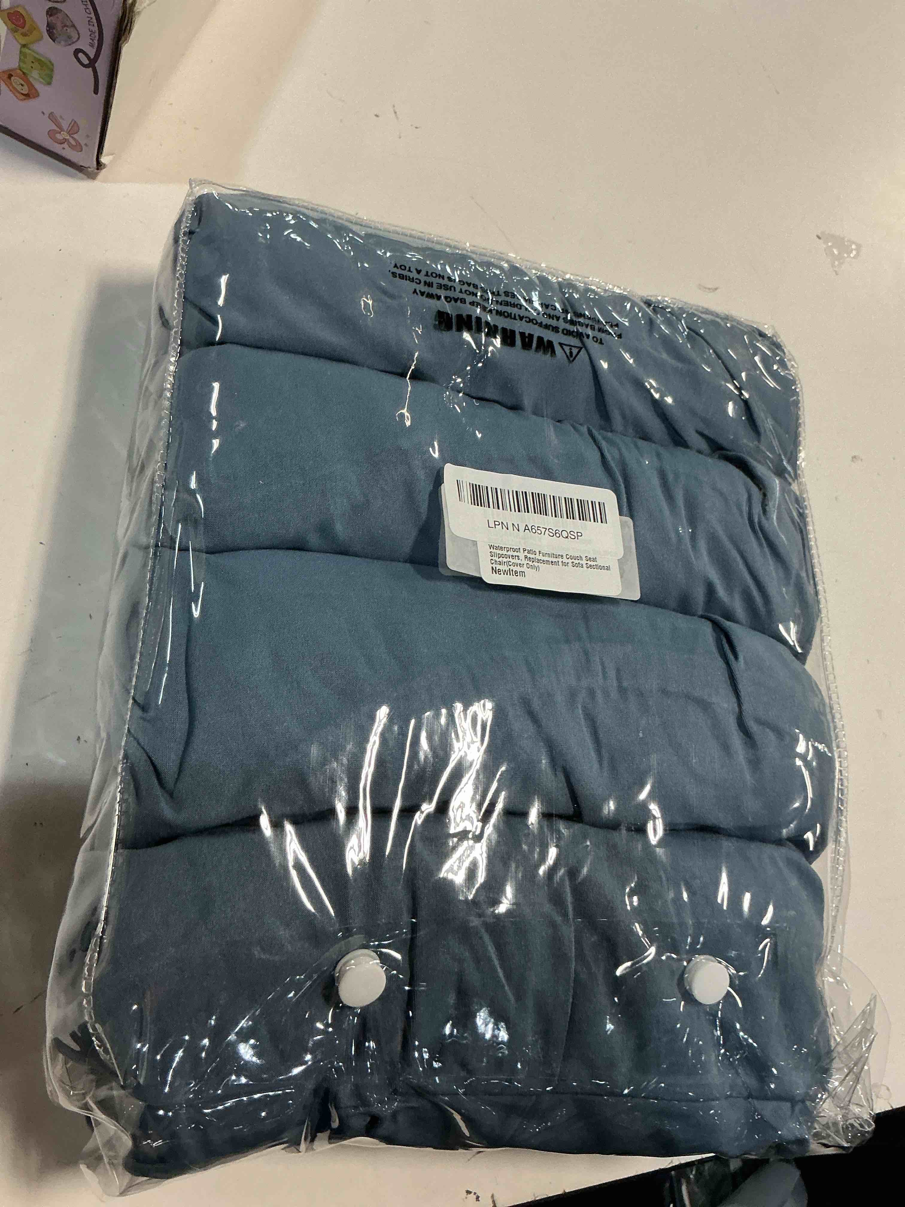 Condition photo showing New/Like New for outdoor cushion covers set,8pcs waterproof patio furniture couch seat slipcovers, replacement for sofa sectional chair(cover?only) grey blue 8pcs