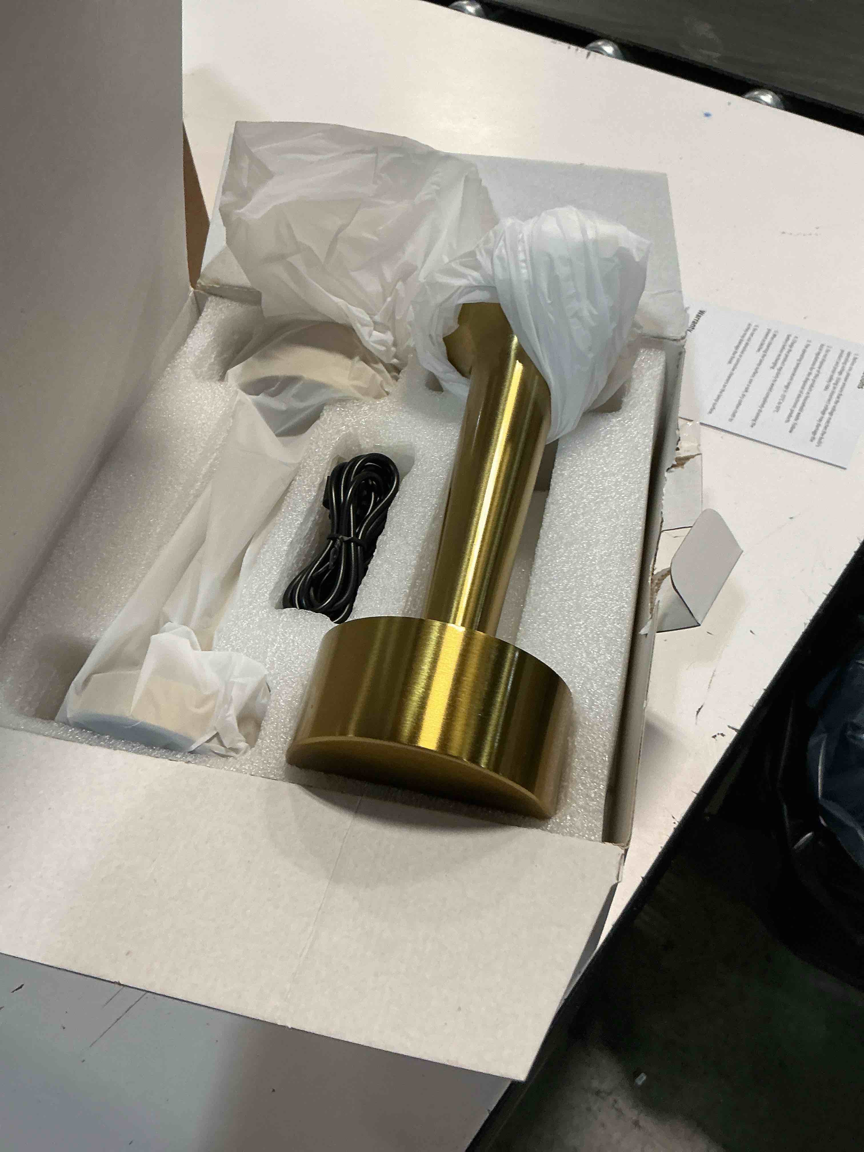 Condition photo showing New/Like New for pusu cordless led gold small table lamps set of 2, portable rechargeable 4000mah battery operated desk lamp, 3 color stepless dimming for kids, restaurant, bedside, outdoor, bar, night light, gift electroplated gold (2 pack) ?3.5 × h8.30 inch