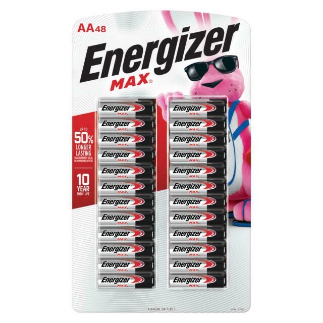 energizer max aa batteries, 48 pk.