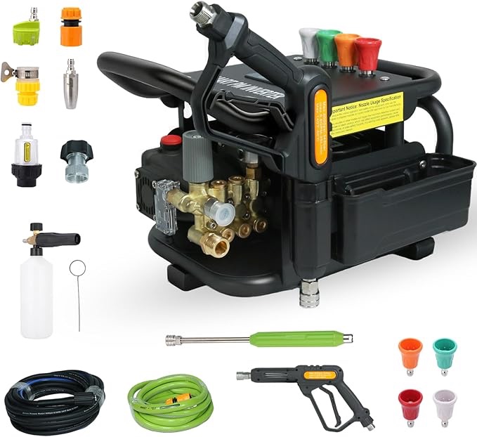 2025 upgraded 100bar 2.3gpm commercial electric pressure washer–pm inverter 3hp motor,horizontal tri