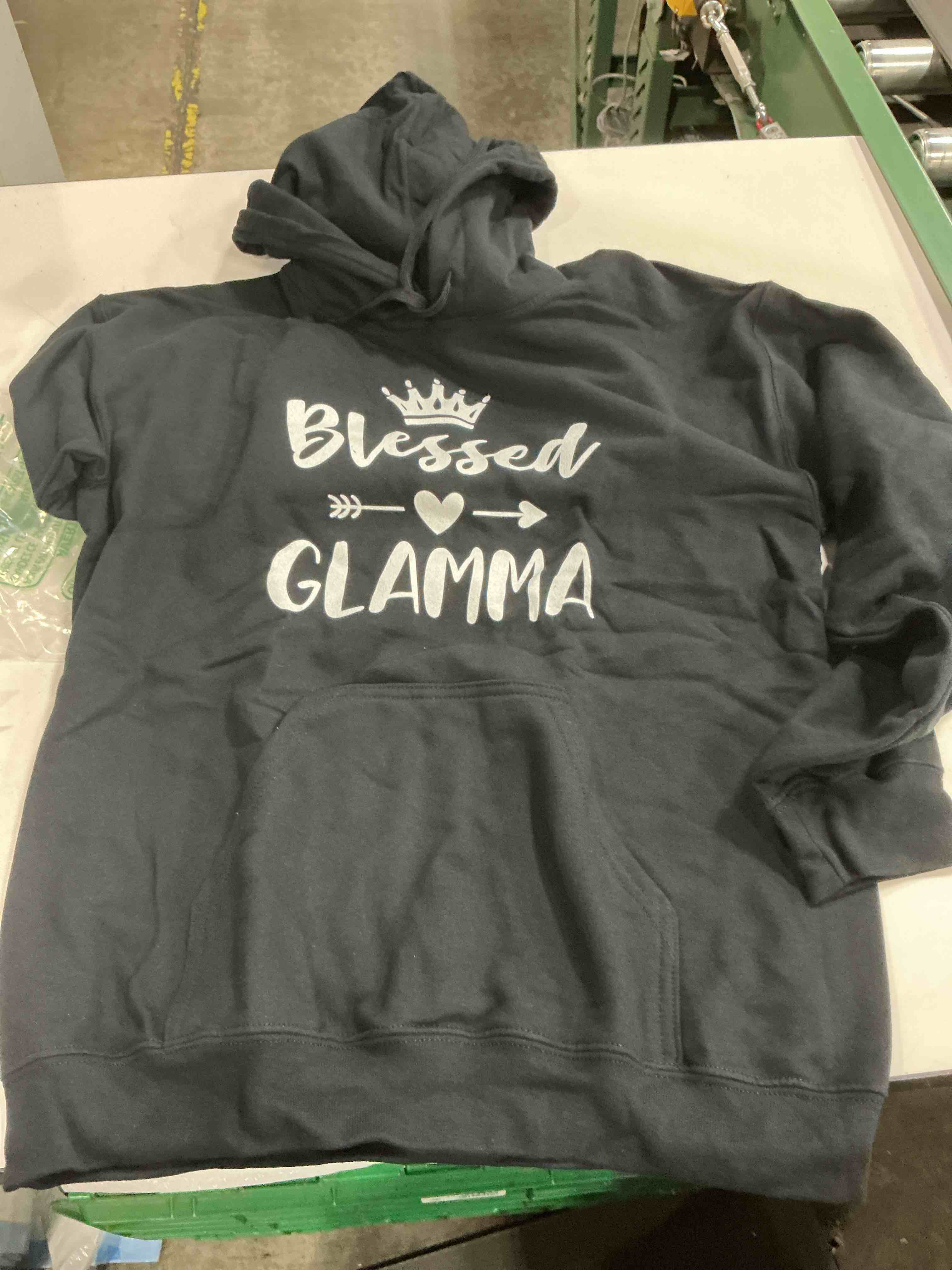 Condition photo showing As Is for blessed glamma hoodie, size small