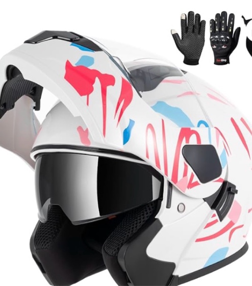 adult modular motorcycle helmets, dot approved flip up dual visor full face helmet for men women mot ( size m)