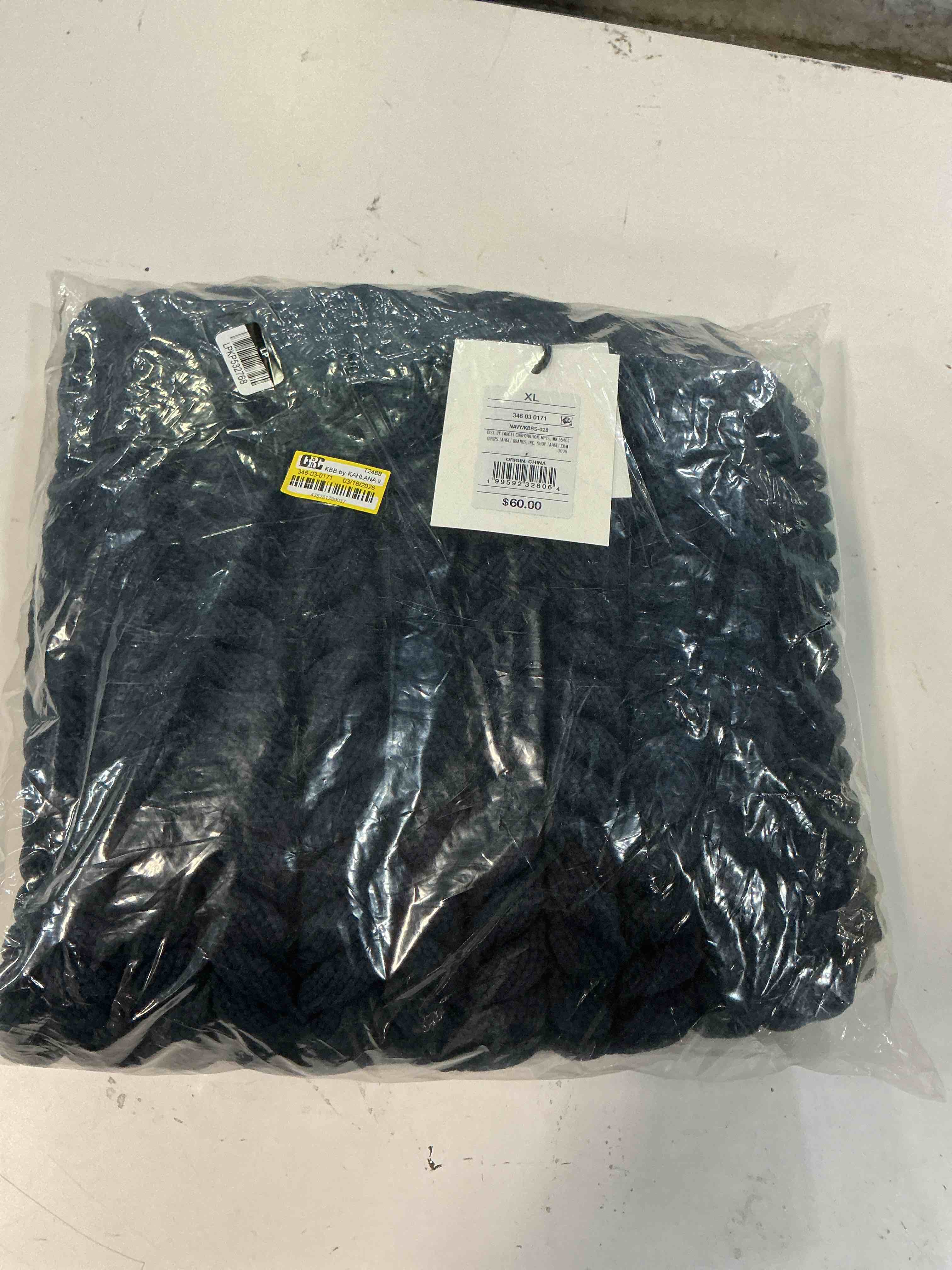 Condition photo showing New/Like New for kbb by kahlana women's pullover sweater 'the chunky knit crew' - navy blue xl