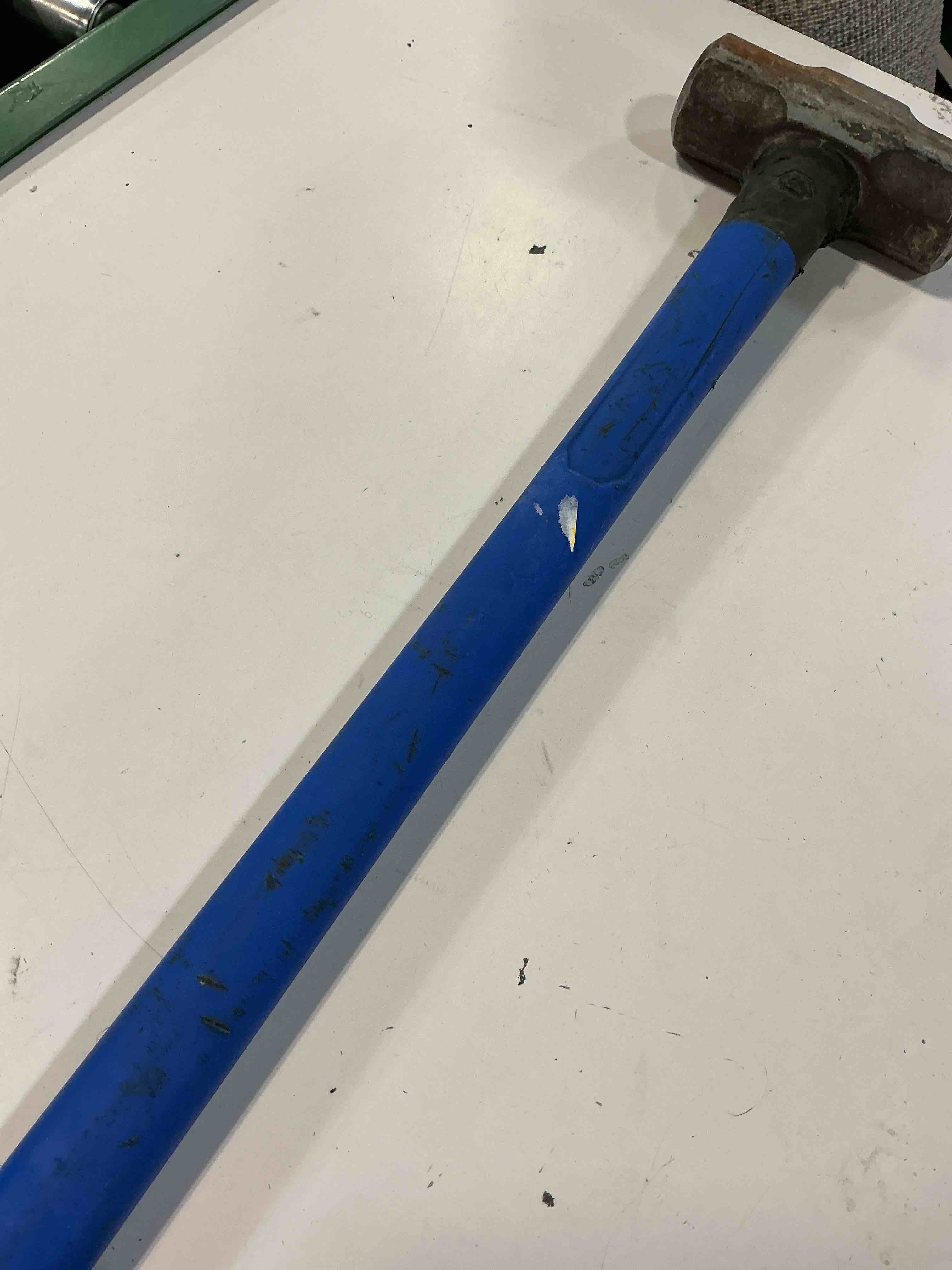 Condition photo showing As Is for kobalt 8 -lb steel head fiberglass handle sledge hammer