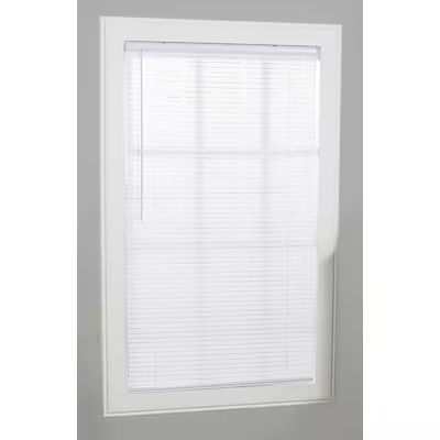 project source 1-in slat width 35-in x 60-in cordless white vinyl light filtering mini-blinds