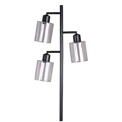 allen + roth 67-in Black Multi-head Floor Lamp with Glass Shade