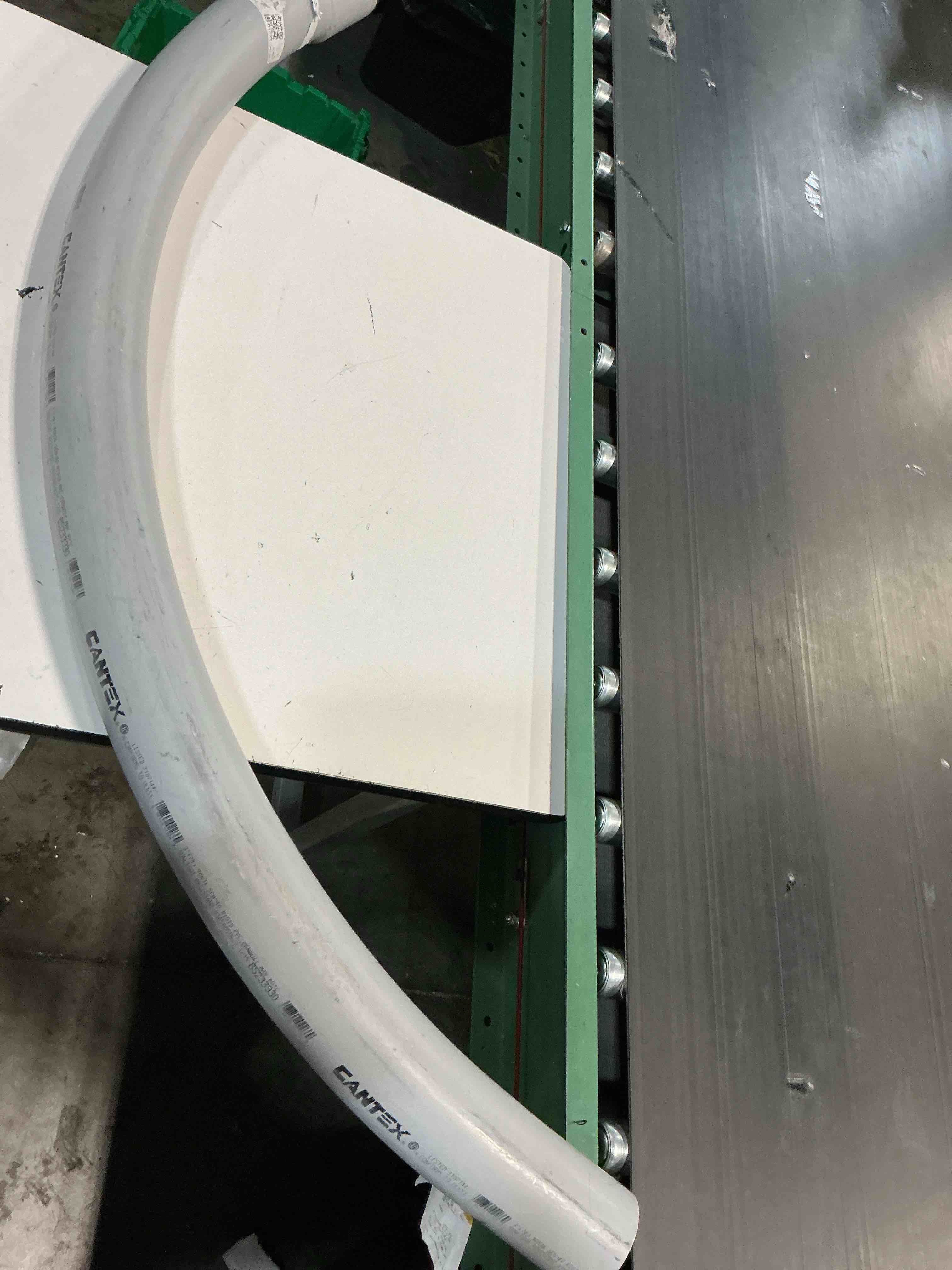 Condition photo showing As Is for cantex 3 in. 90-degree bell-end elbow