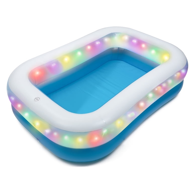 Condition photo showing As Is for merkury innovations hglo 6 ft inflatable led swimming pool, multi-colored light