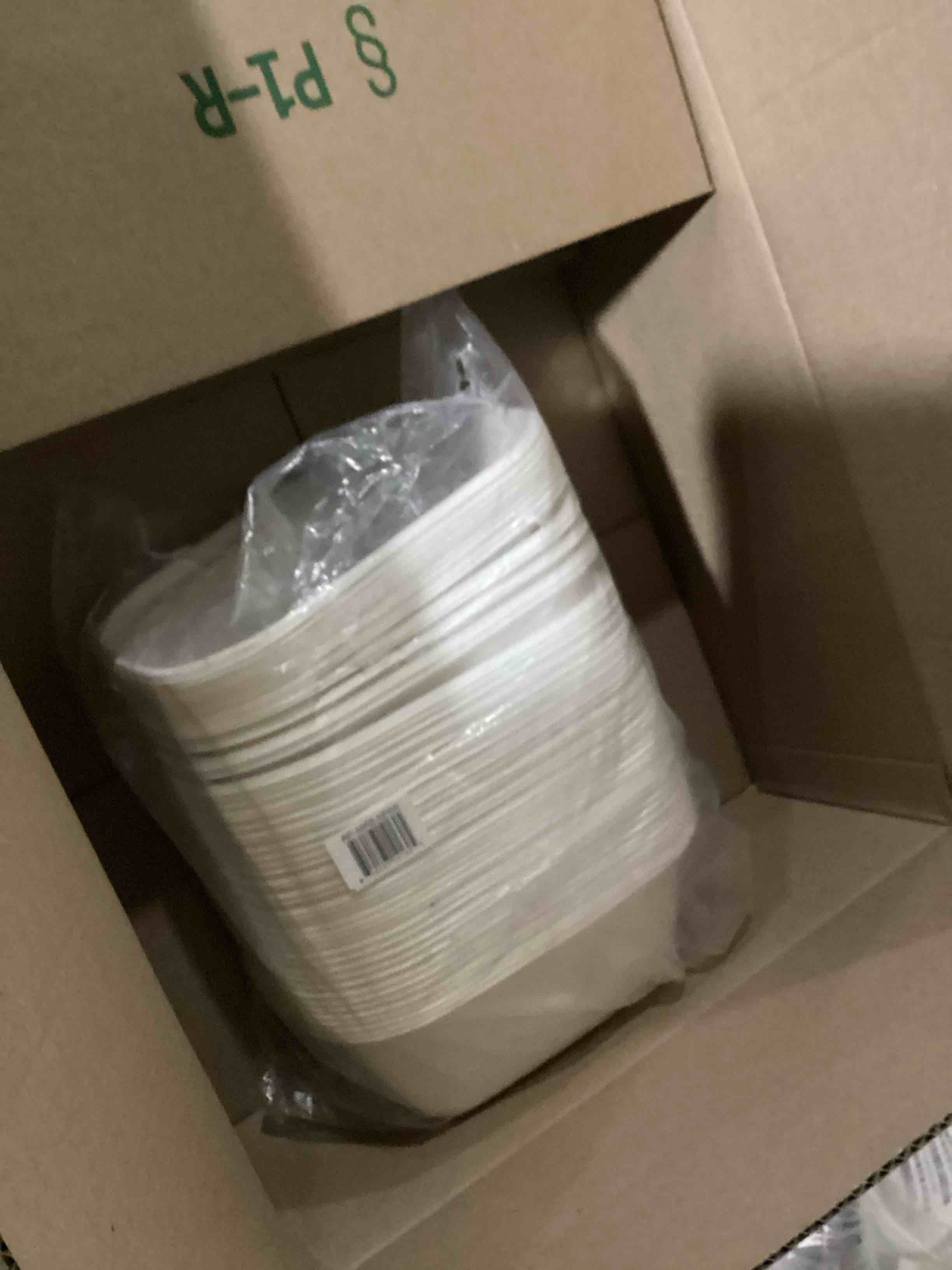 Condition photo showing Good Condition for responsible products 48 oz rectangle bowls i tree-less™ compostable molded fiber disposable bowls i extra strength i no-pfas i classic white (50 count) 48 oz (50 count) classic white