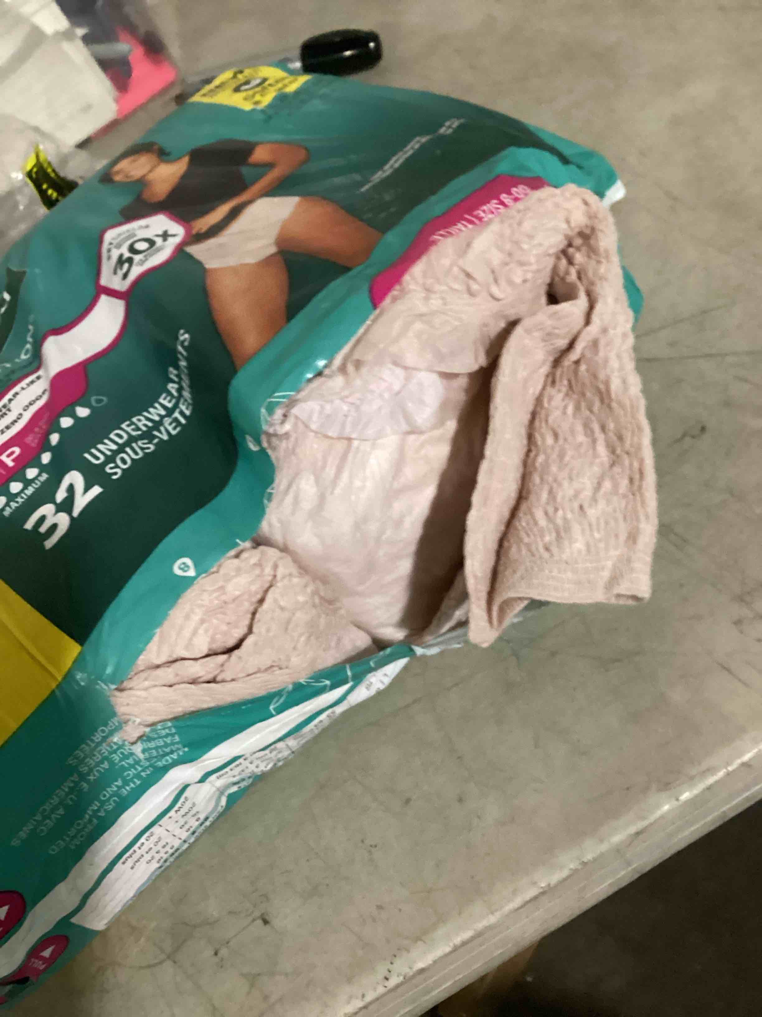 Condition photo showing As Is for depend fresh protection adult diapers, incontinence underwear for women, disposable, maximum, small, blush, 32 count, packaging may vary small 32