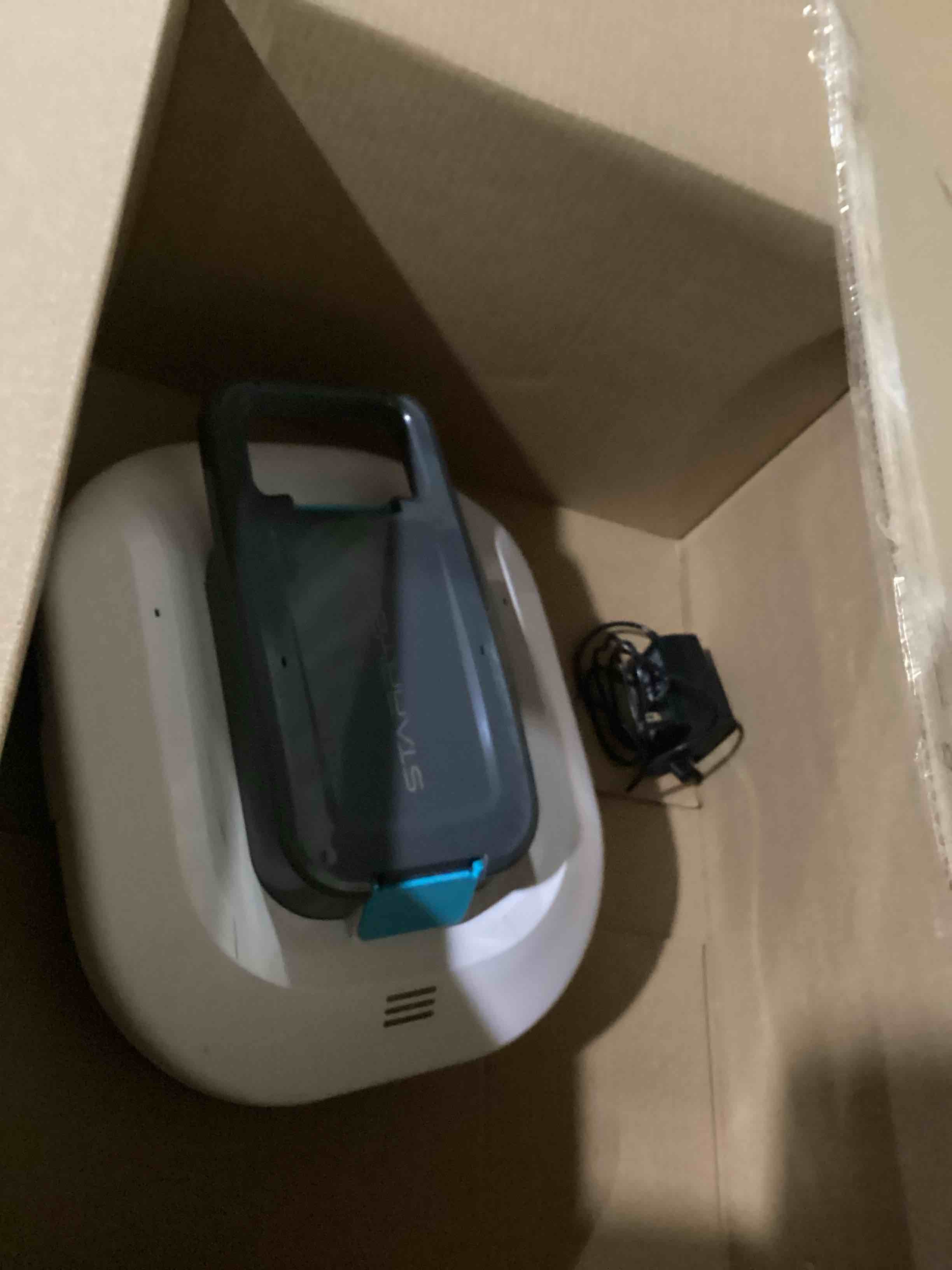 Condition photo showing As Is for starrybot cordless robotic pool cleaner with dual high-efficiency motors delivers strong suction, smart self-parking,smart led indicator,pool vacuum for above-ground flat pool up to 900 sq.ft(white)