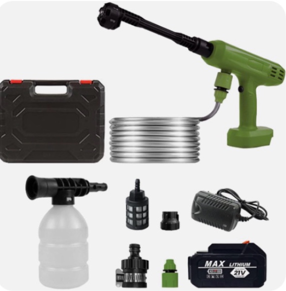cordless pressure washer,1200psi portable power washer with 4ah battery&charger,6-in-1 nozzle,5 meter hose,handheld high-pressure car washer for cars/yard/home/floor (green)