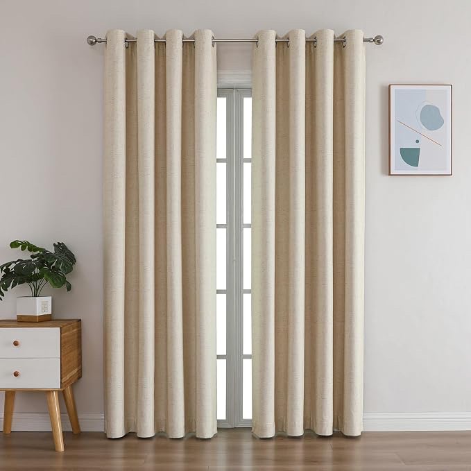 airwill blackout window curtain panels - set of 2 thermal insulated grommet drapes, room darkening curtains for living room bedroom window (w52 x l84 inch, 2 panels, beige)