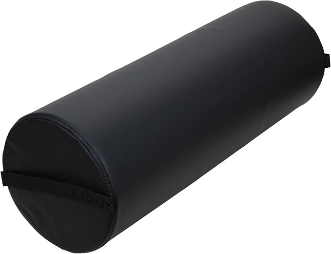 forpro jumbo full round bolster pillow, black, oil and stain-resistant, for massage and yoga, 9” r x 26” l